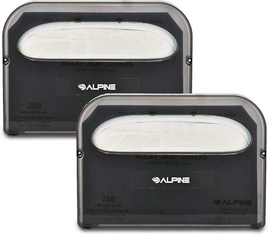 Alpine Toilet Seat Cover Dispenser - 2 Pack Wall Mount Disposable Toilet Seat Cover Holder for Commercial and Residential Use, Half Fold.
