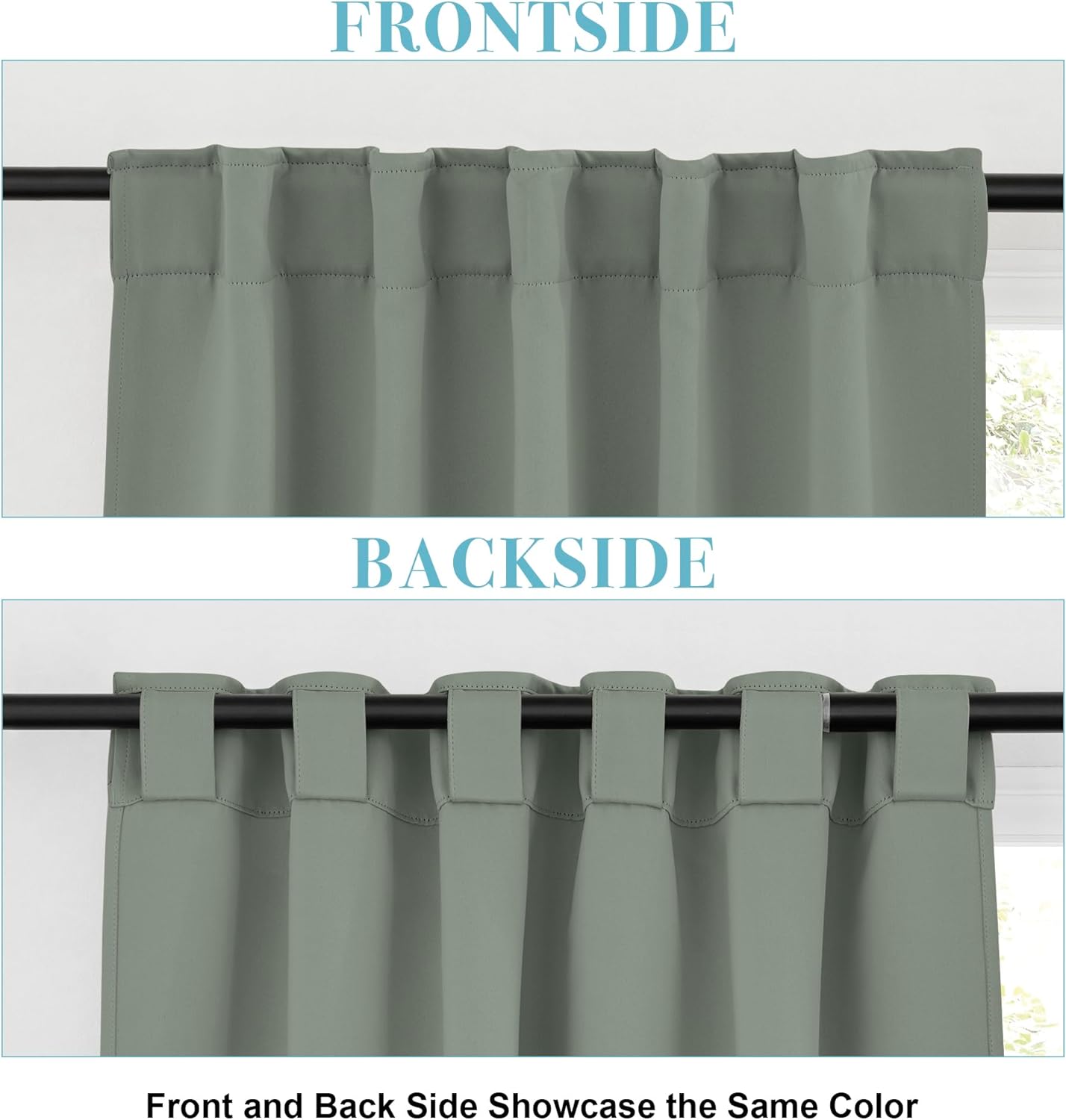 RYB HOME Short Blackout Curtains& Drapes, Room Darkening Drapery Thermal Insulated Privacy Window Covering for Bedroom Living Room Office, W 42 x L 54 inch, 2 Panels, Sage Green