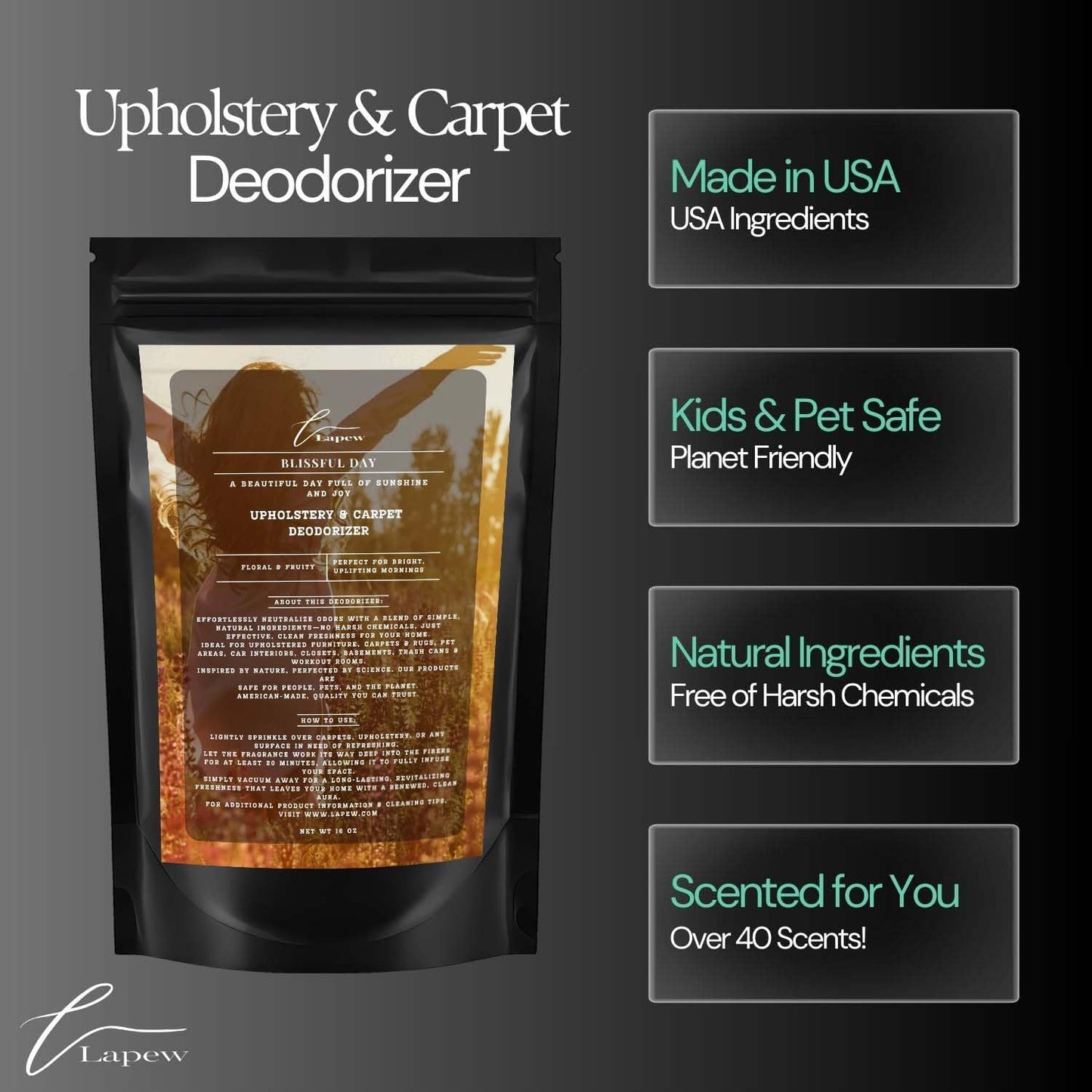 Blissful Day Carpet Freshener Powder: Powerful Odor Eliminator for Home, Upholstery Deodorizer, Carpet Deodorizer, Pet Urine, Cat Litter Box - Blissful Day Fragrance.