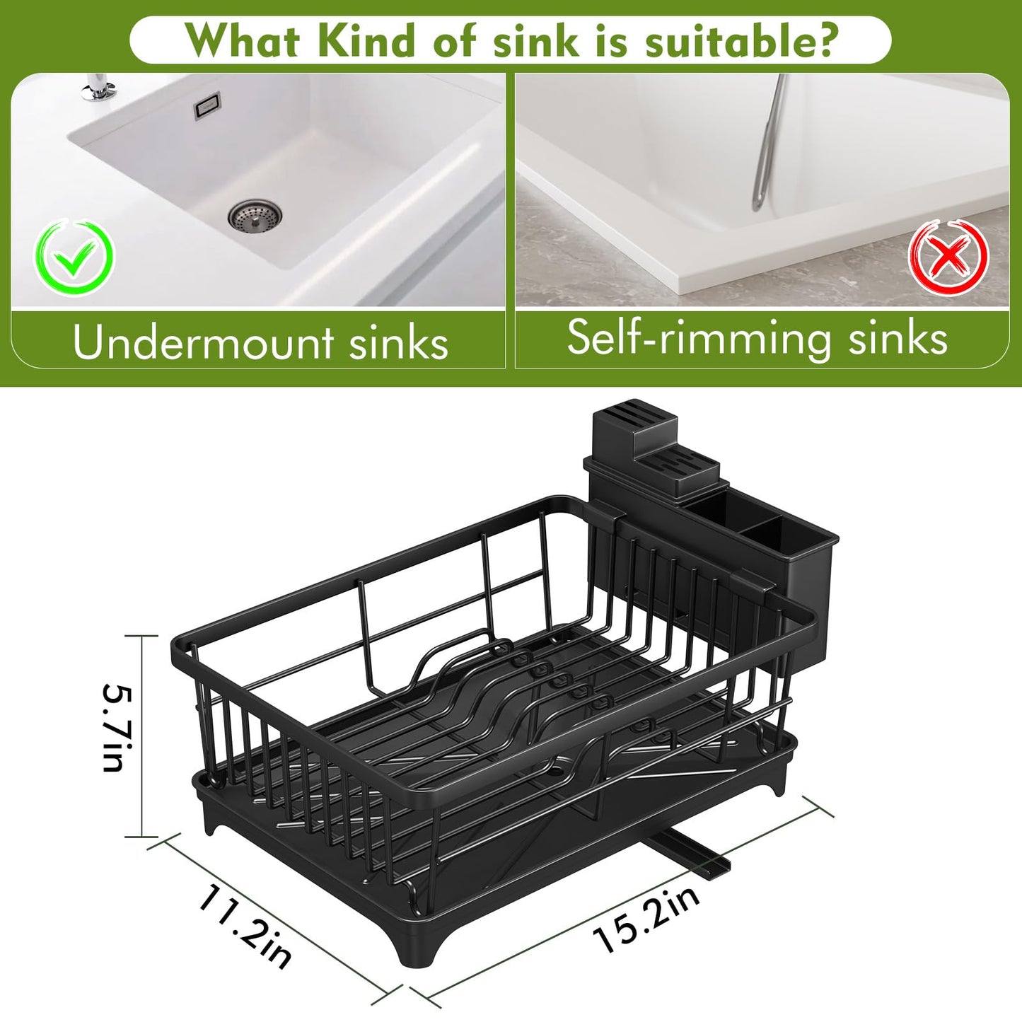 Kmiectse Dish Drying Rack for Small Kitchen Counter with Utensil Holder