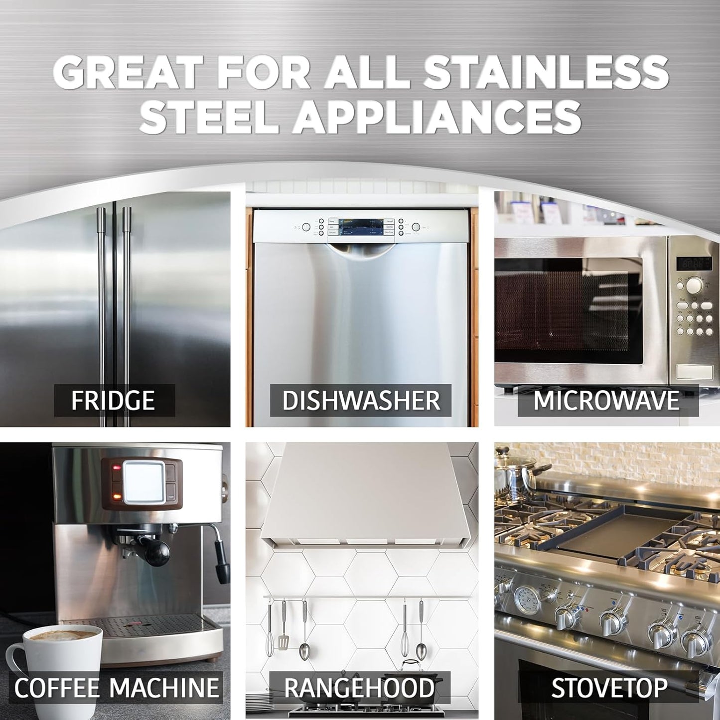 Weiman Stainless Steel Cleaner and Polish - Protects Appliances from Fingerprints and Leaves a Streak-Free Shine for Refrigerator, Dishwasher, Oven, Grill, 22 oz, 6 Pack