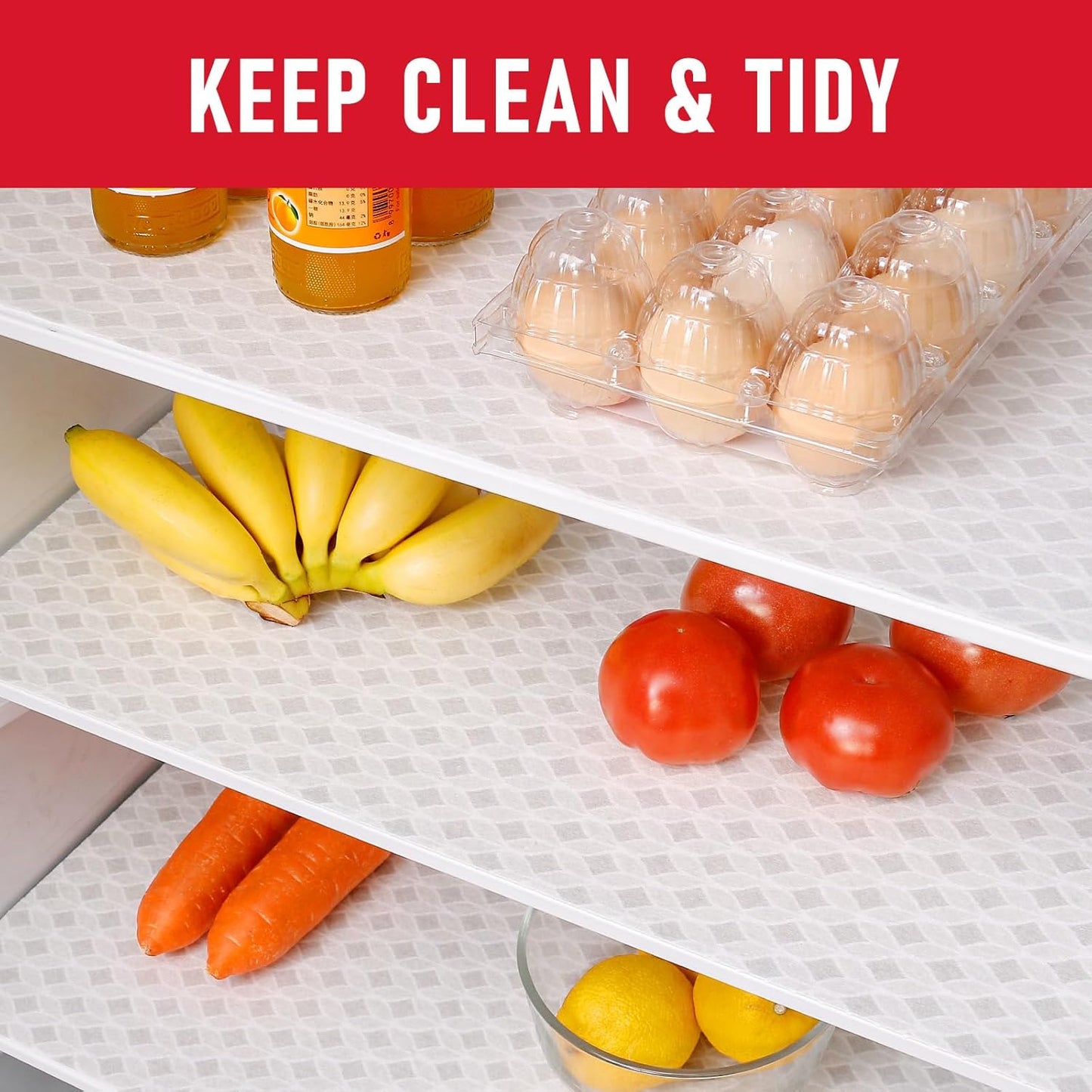 Cooyes French Door Refrigerator Liners 17.7" x 36", Absorbent Strong Grip Fridge Mats Machine Washable, Non-Adhesive Refrigerator Shelf Liner for Fridge Bins & Kitchen Cabinets