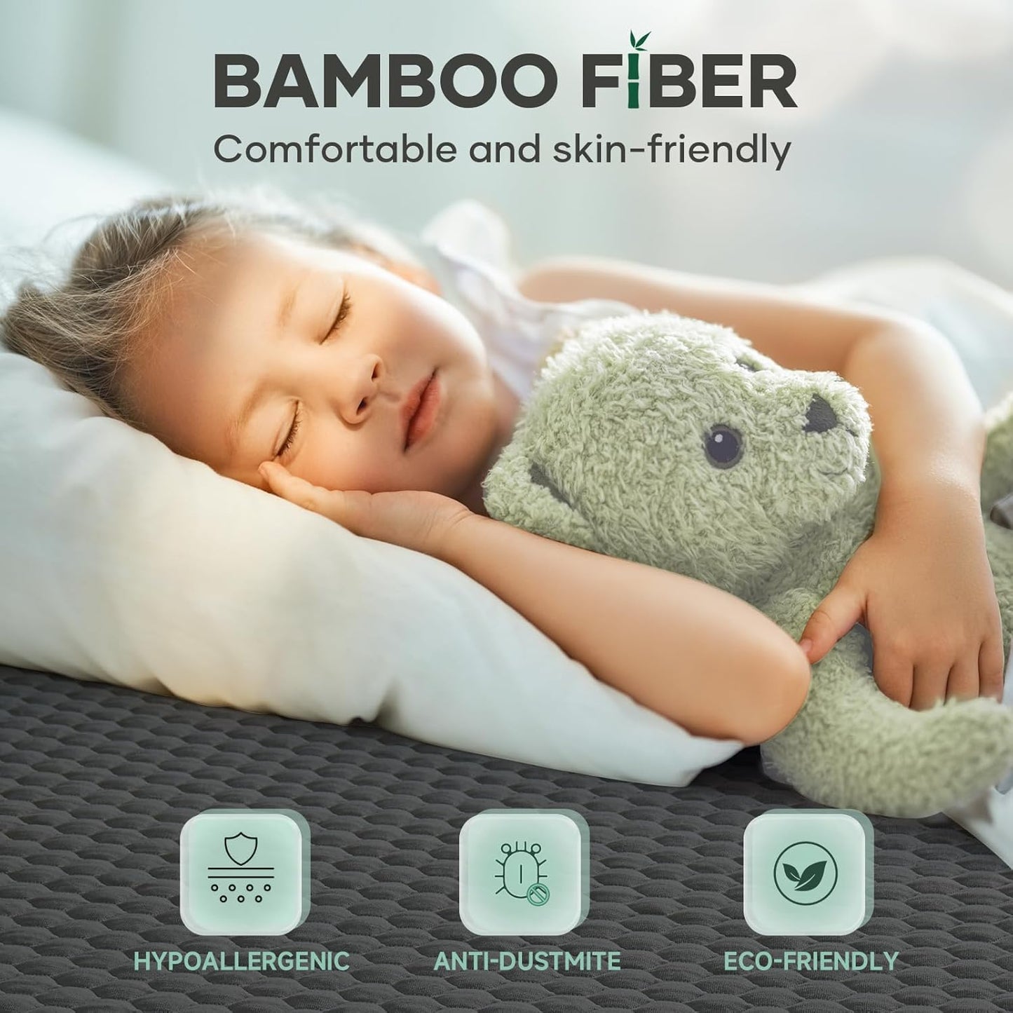 OhGeni 100% Waterproof Mattress Protector, Twin XL-Gray Size Mattress Pad, Fits 6"-20" Mattresses with Deep Pocket, Cooling, Breathable Fitted Sheets, Soft Bed Cover, Noiseless, Machine Washable