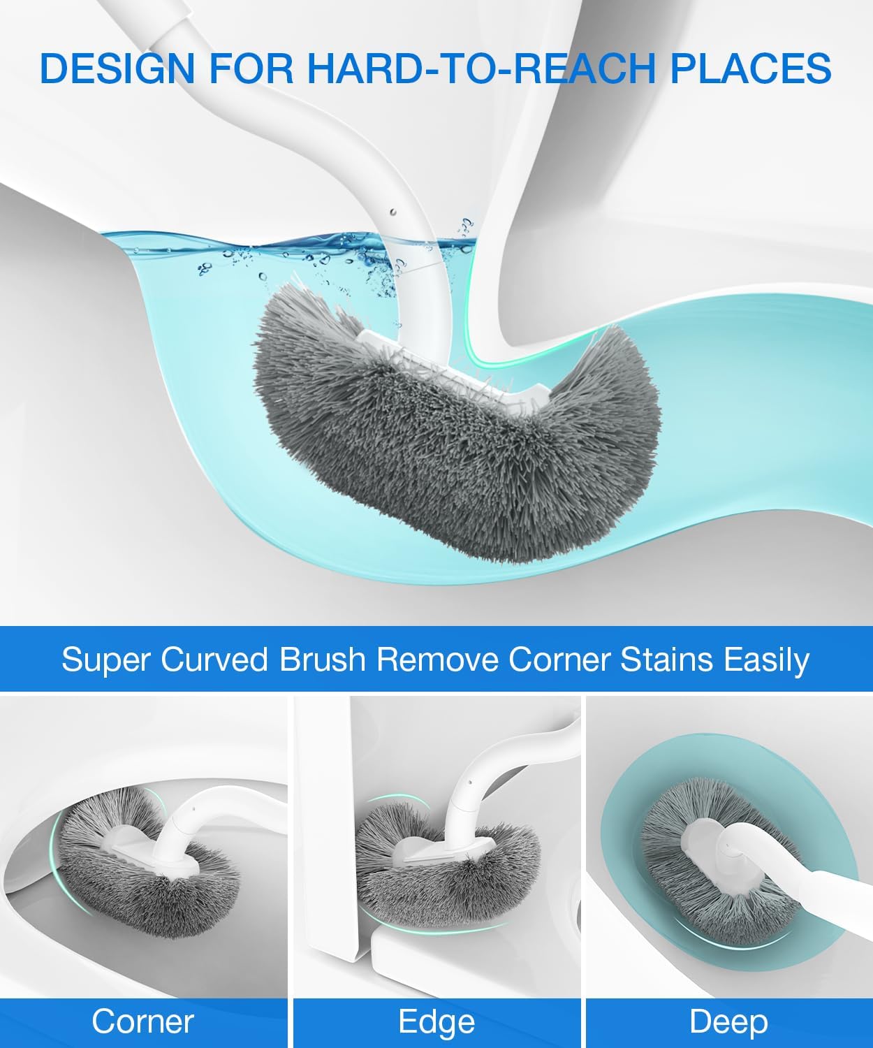 Bathroom Toilet Brush, OSCIOSS Toilet Cleaner Brush [2 Pack] with Ergonomic Design, Compact Size, Durable Bristles, Wall Mounted RV Toilet Brush for Bathroom Cleaning