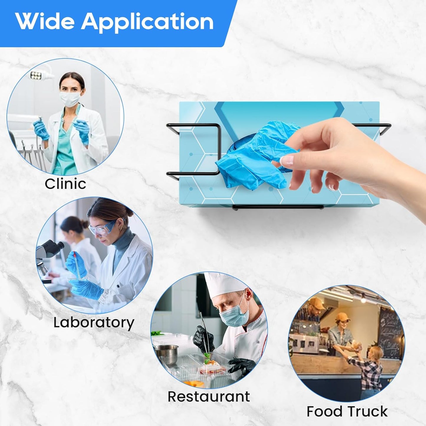 THYGIFTREE Glove Box Holder Wall Mount Dispenser, 4 Pack Metal Rack for Rubber Latex Disposable Gloves Facial Tissue, Black