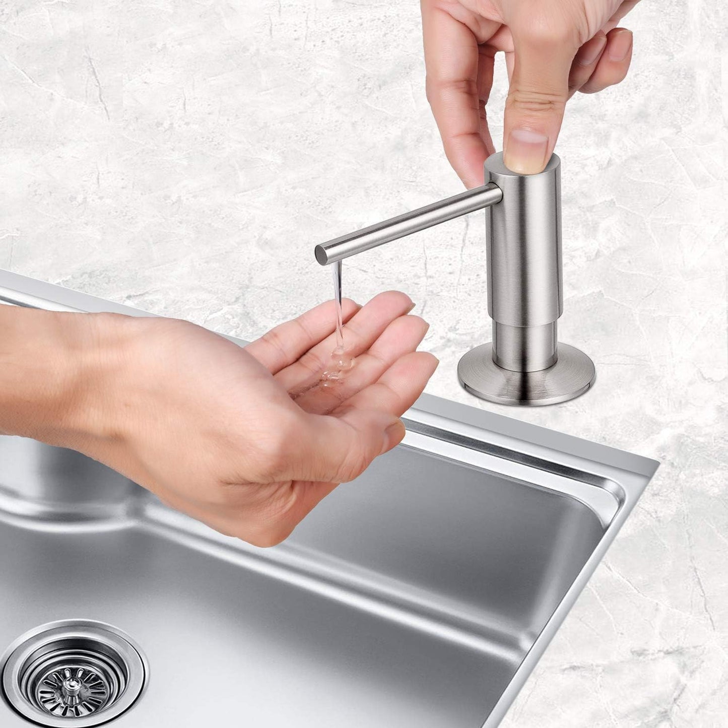 Samodra Sink Soap Dispenser, Metal Pump Head Liquid Lotion Countertop Kitchen Bathroom Soap Dispenser with 12 OZ PET Bottle