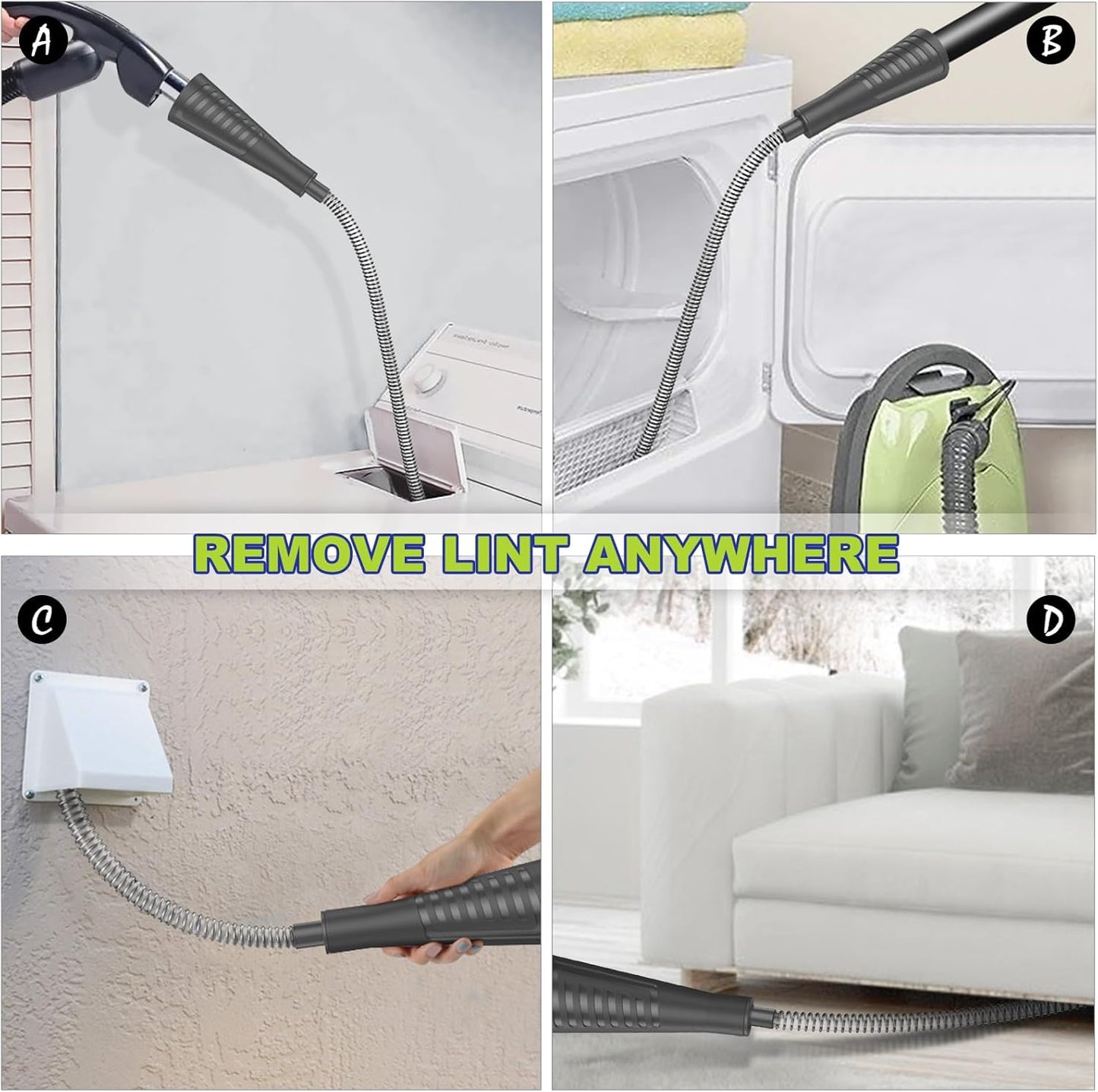 Sealegend Dryer Vent Cleaner Kit Dryer Lint Vacuum Attachment Lint Remover, Dryer Vent Vacuum Hose With Brush, Black