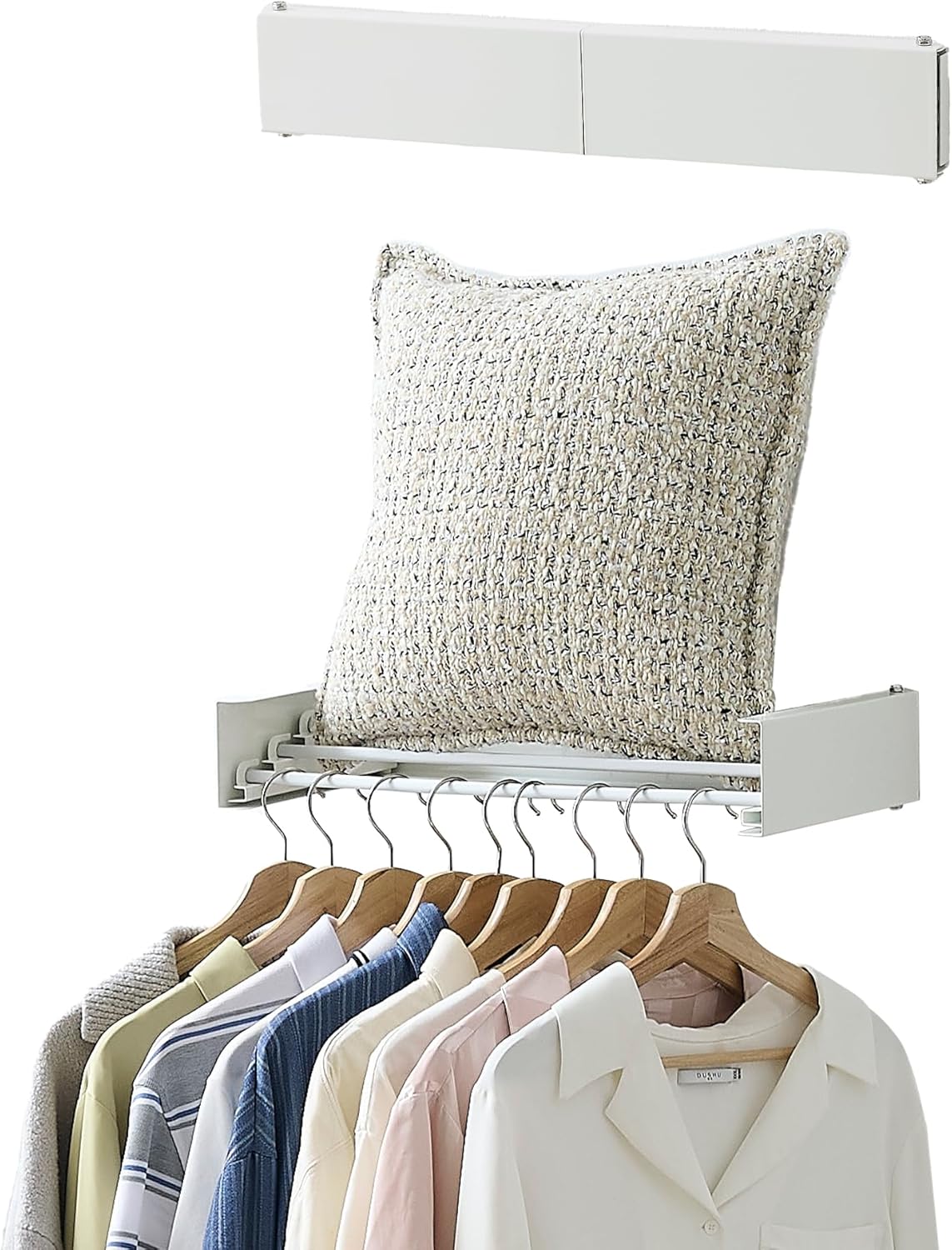 Clothes Drying Rack, Laundry Hanger Dryer Rack, Wall Mounted Drying Rack for Laundry, Foldable Drying Rack Indoor Outdoor, 19.7" Wide, 4 Aluminum Rods, 40 lb Capacity (White 19.7")