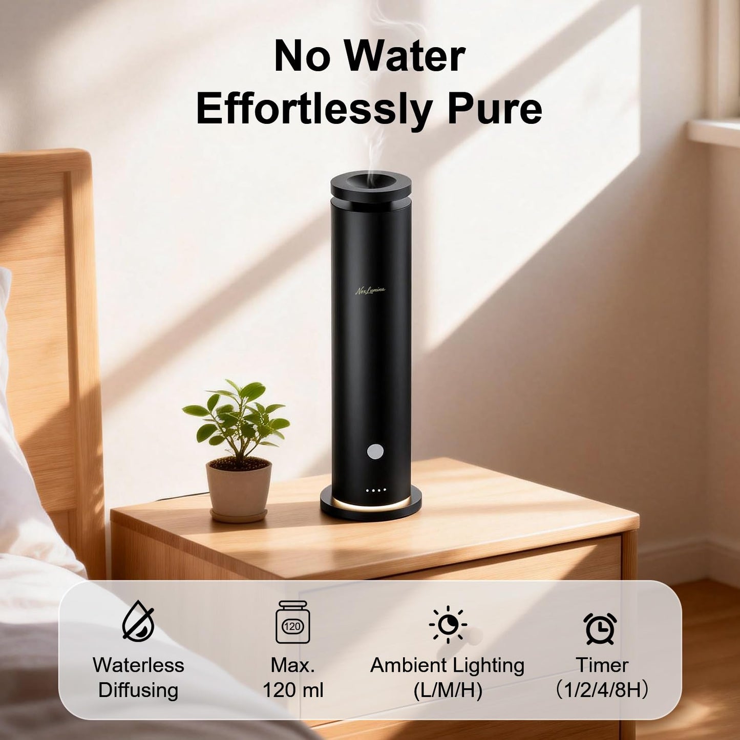 NoxLumina Waterless Diffuser Pro with 5 Scent Oils, Luxury Hotel-Class Essential Oil Diffuser