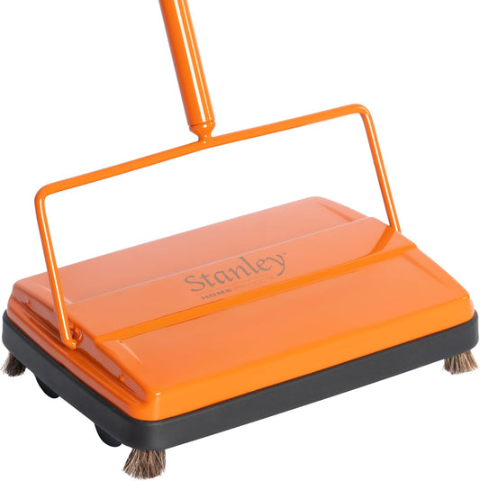 STANLEY HOME PRODUCTS Electrostatic Carpet & Floor Sweeper - Heavy Duty Lightweight Floor Cleaner - Suitable for Smooth Floors and Low Pile Rugs & Carpeting No Electricity Needed (Deep Orange)