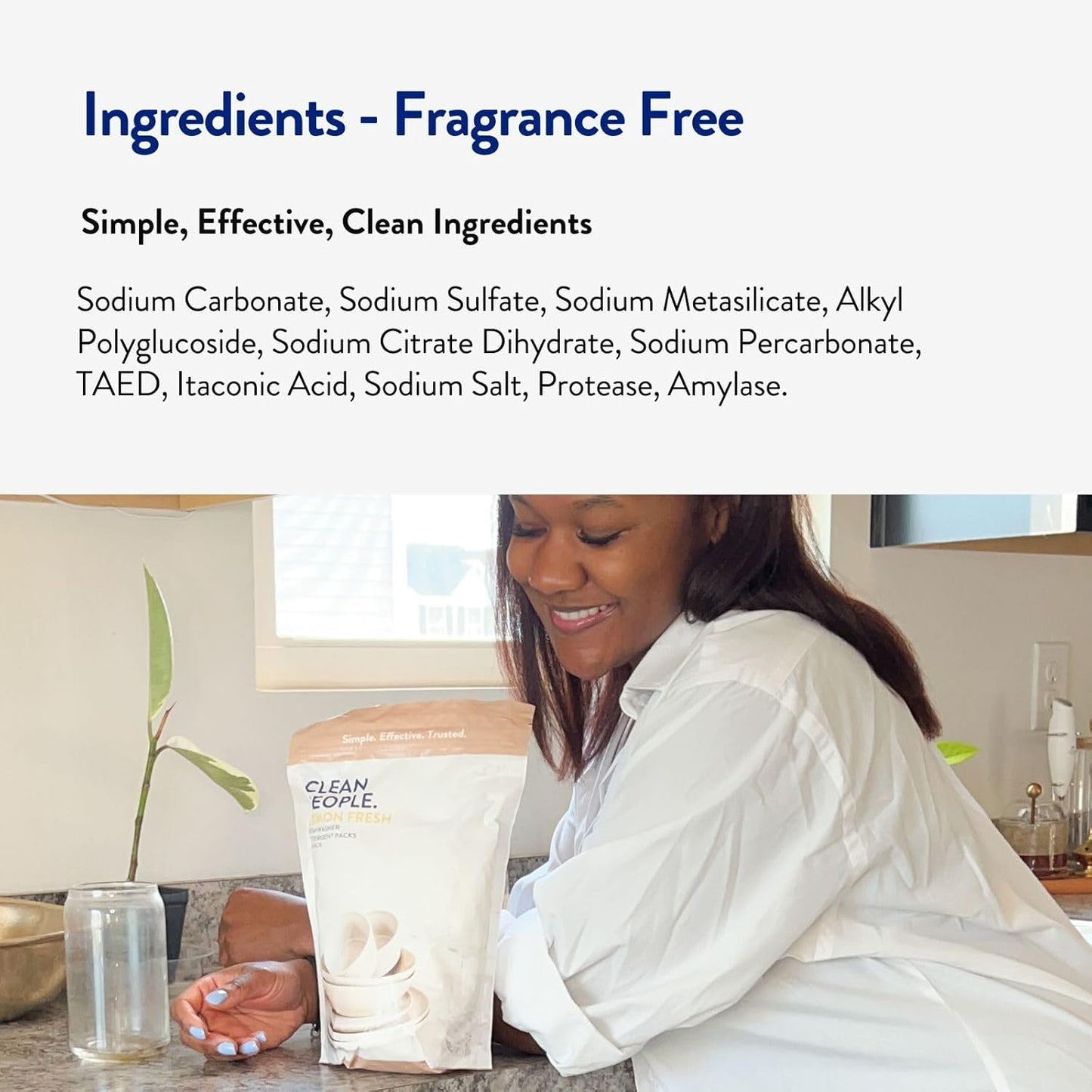 The Clean People Dishwasher Pods - Cuts Grease & Rinses Sparkling Clean - Residue-Free - Phosphate Free Dishwashing Pods - Fragrance Free, 30 Pack