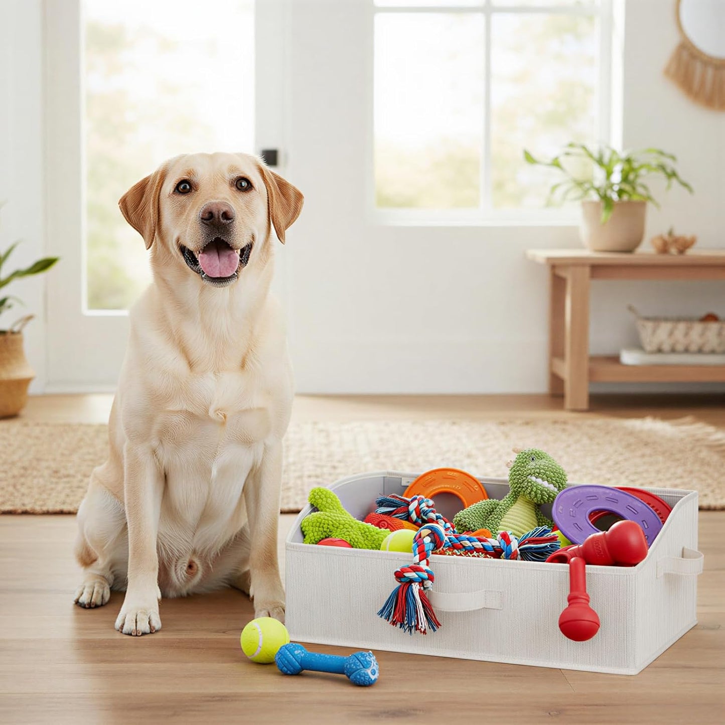 StorageWorks Closet Storage Bins, Trapezoid Organizer Box for Shelves, Fabric Clothes Bin, Foldable Organizing Baskets with Handles, Large, Mixing of Beige, White & Ivory, 3-Pack
