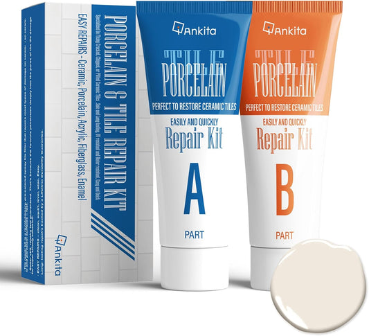 Porcelain Repair Kit White, Sink & Tub Repair Kit to Quickly Fix Tub Chips and Sink Cracks with High Bond Strength, Porcelain Sink Repair Kit for Tub, Tile, Sink and Toilet(Ivory White)