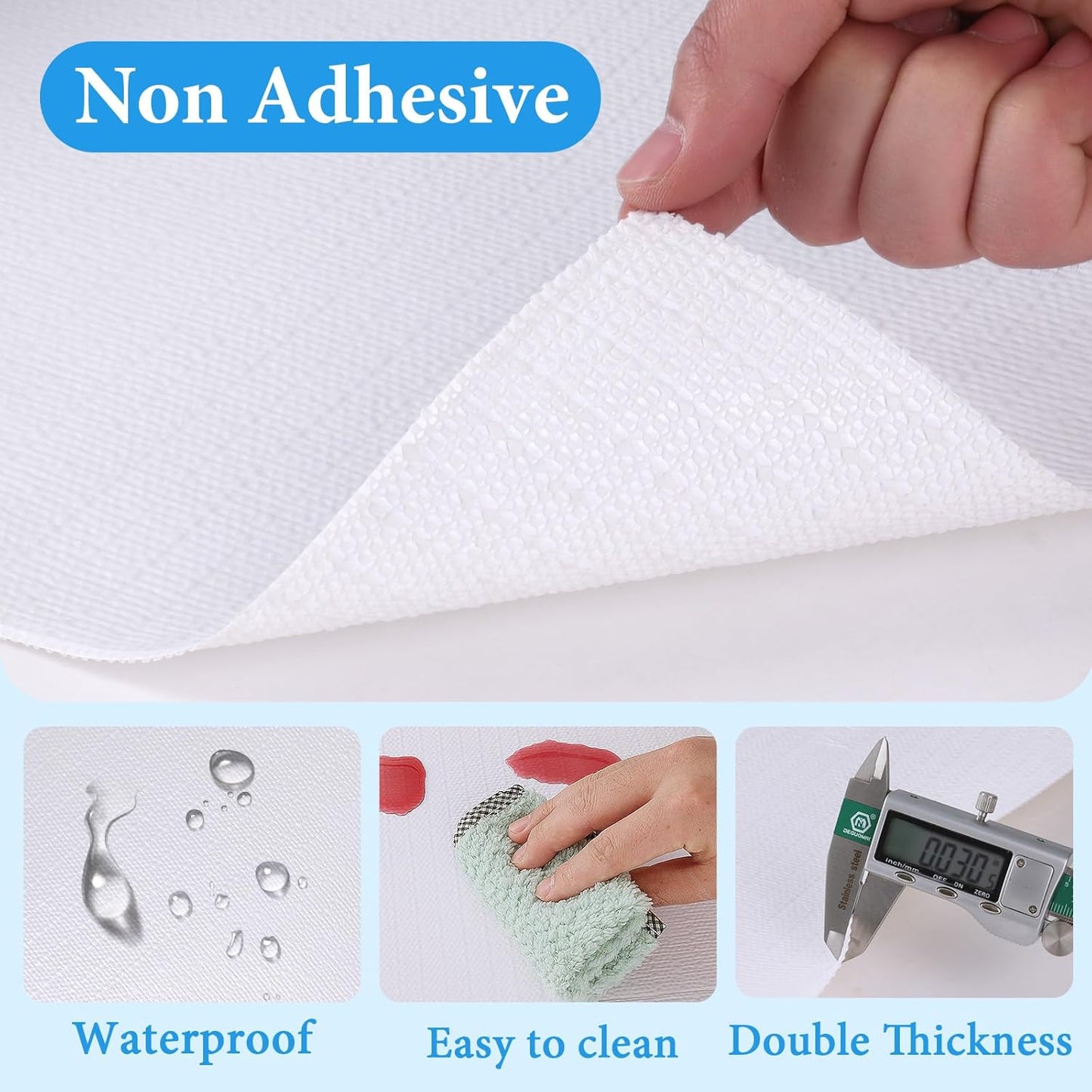 Shelf Liners for Kitchen Cabinets 12in x 30FT Non Adhesive Drawer Liner White Thickened Shelf Liner Paper Strong Non-Slip Easy to Clean for Tool Box Refrigerator with Knife and Tape Measure