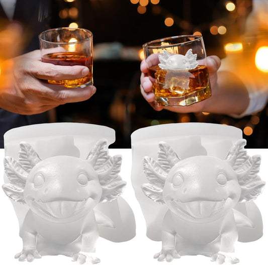 3D Axolotl Ice Cube Silicone Molds Tray for Whiskey, Cocktail, Drink Decor, Bar; Rich Details. Cute