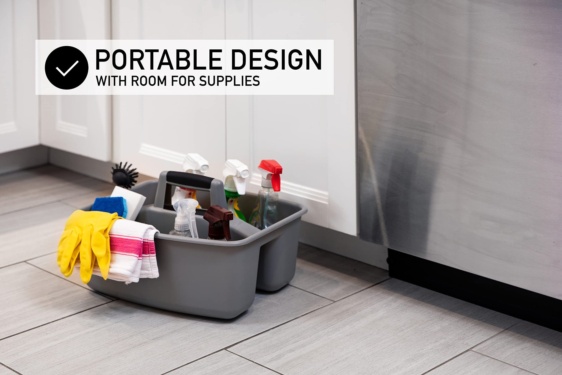 Mighty Tuff Rough and Rugged All-Purpose Cleaning Caddy, Grey/Black 2 Count (CD0170)