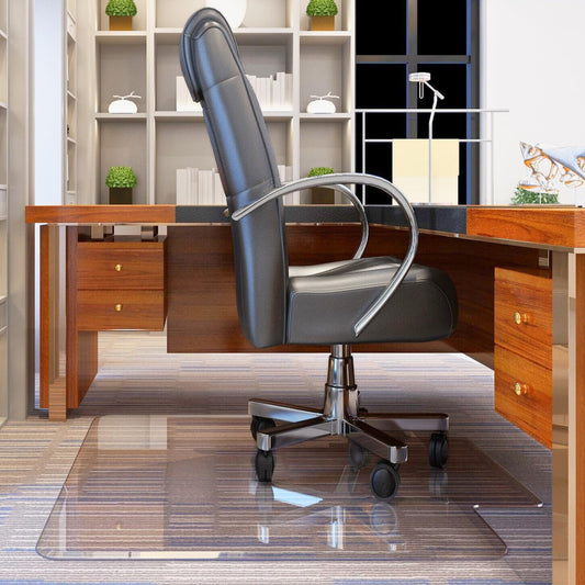Exclusive Beveled Edge Glass Chair Mat for a Smooth Glide and Easy Roll On/Off by Clearly Innovative, Ultimate Office Chair Mat for Carpet or Hardwood Floor, 48x52 Tabbed