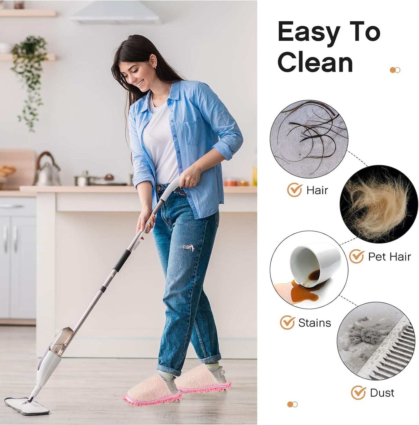 Jecery 2 Pair Microfiber Slippers Floor Cleaning Chenille Mop Slippers Base Board Cleaner Household Cleaning Tools for Wood Floor Dust Dirt Tool Supplies