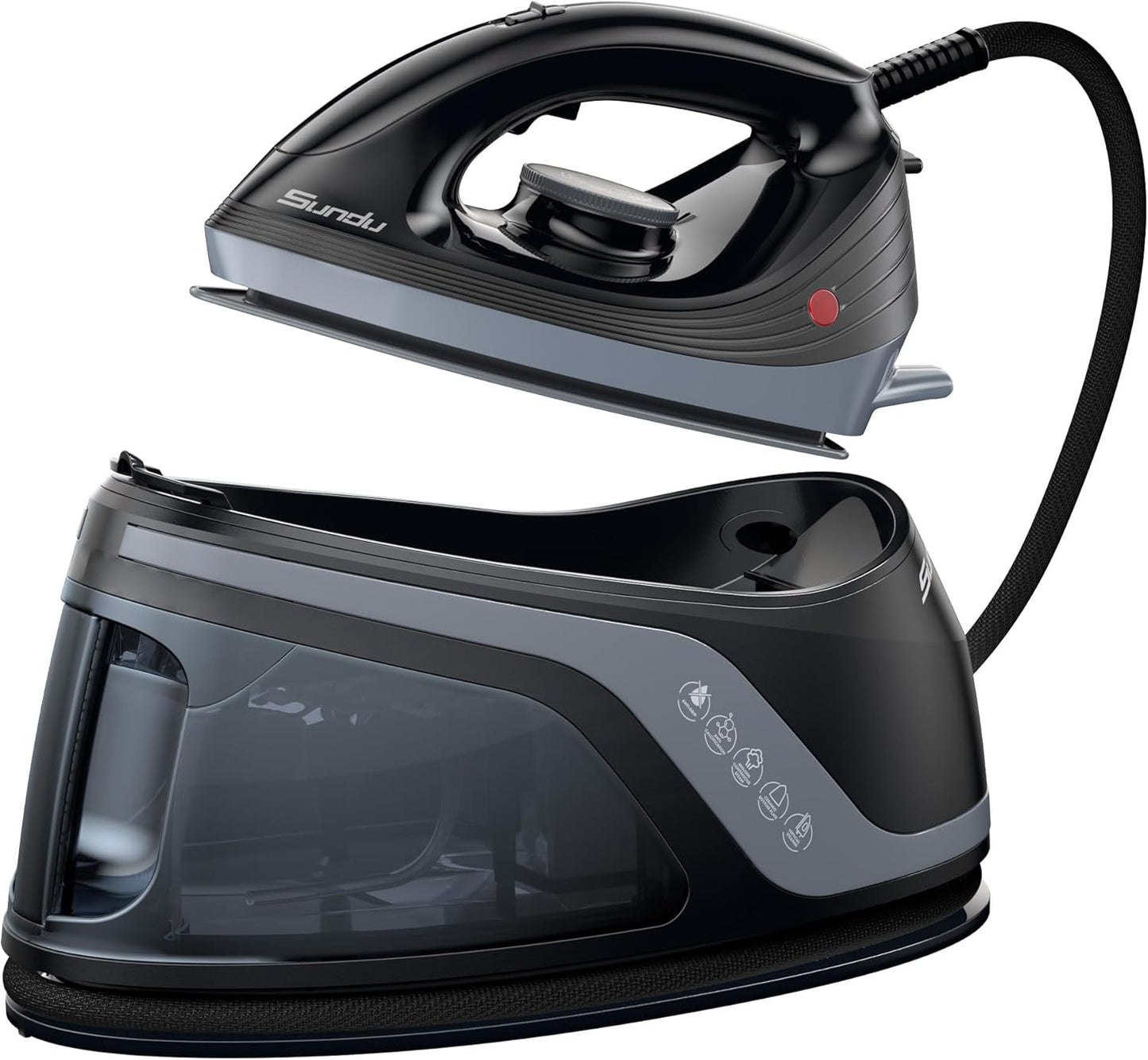 Sundu Iron Steamer for Clothes,1600W Steam Station Professional Steam Iron For Clothes with 44 oz Tank, 400 microsteam holes, Built-In Pump, Ceramic baseplate,Iron Lock For Easy Carry