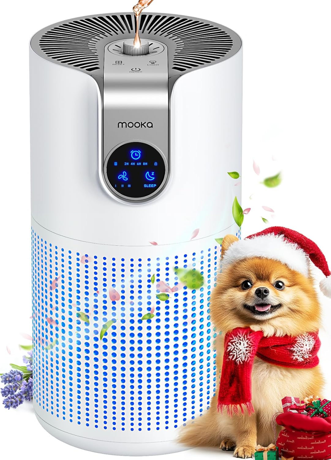 Air Purifiers for Home Large Room Up to 1500ft² with Aromatherapy, MOOKA HEPA Air Purifier for Bedroom Pets Kitchen, Air Filter Cleaner for Wildfire Smoke Pollen Dust Dander Odor, 15dB, M03