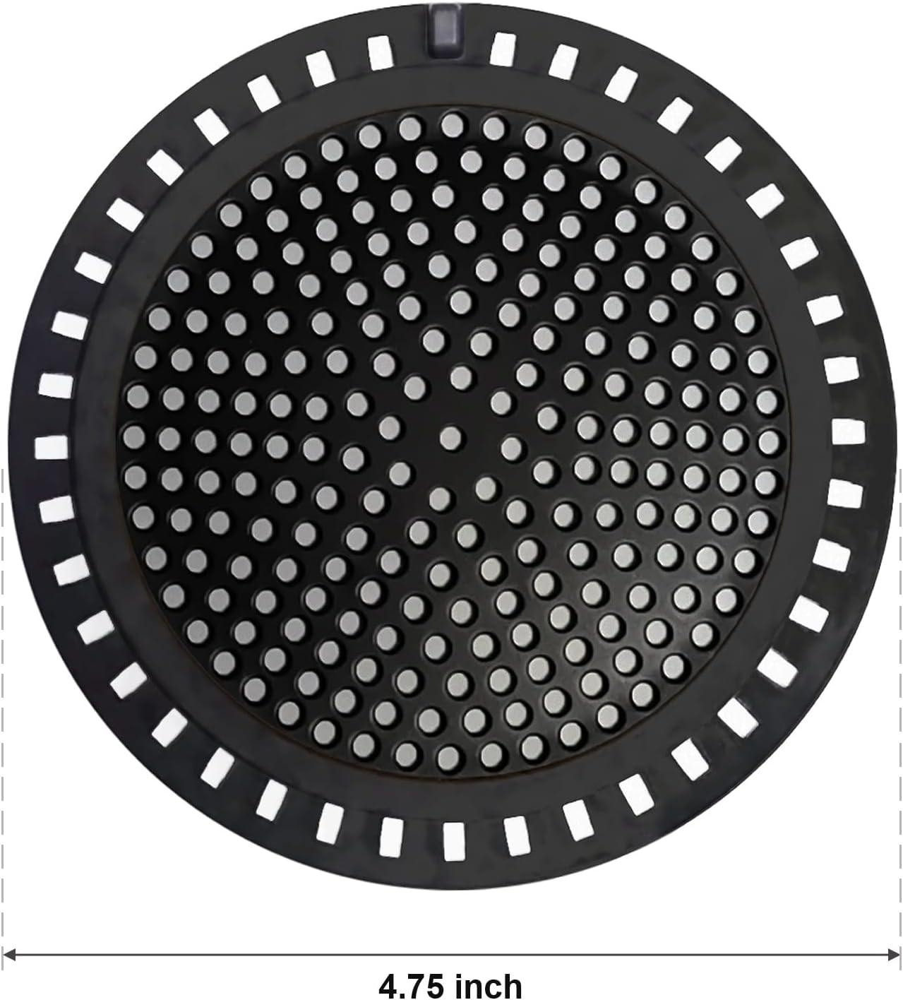 2PCS Shower Hair Drain Catcher/Strainer/Cover/Filter/Trap, Hair Stopper Floor Drain, Stainless Steel with Silicone Edge Drain Protector, Black, 4.75 Inch Diameter