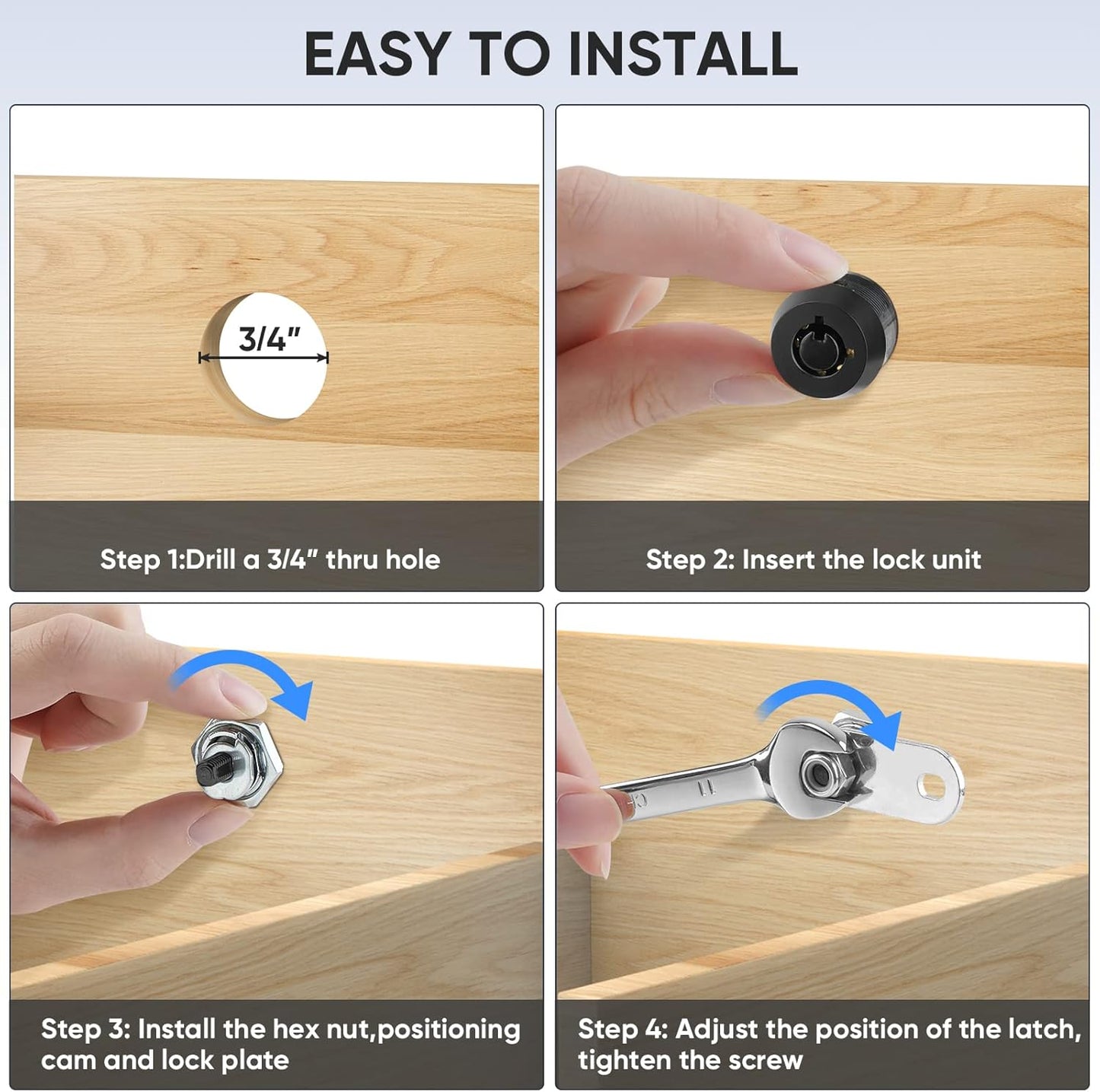 PTEROMY 5 Pack Cabinet Lock with Keys, 1-1/2'' Heavy Duty Tubular Cam Lock for RV Compartment Storage Locks, Full Set of RV Cam Locks (Black, 1-1/2'', 5 Pack)