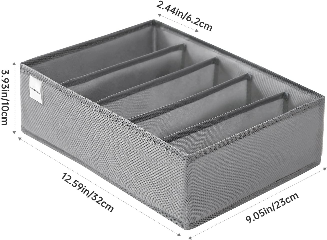 4 Packs T-shirt Drawer Organizers for Clothing,5 Grids Compartment Wardrobe Storage Box, Washable Clothes Organizer for Folded Clothes, T-shirt, Legging, Silk Scarve-Grey