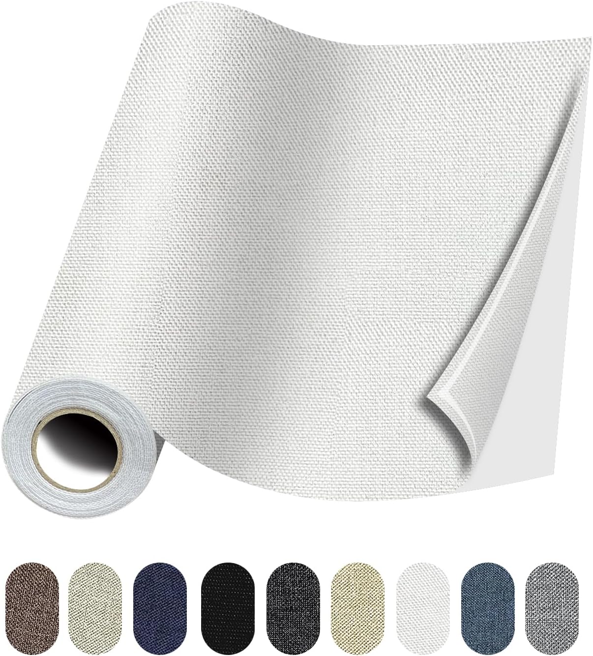 Fabric Repair Patches, 17X79 Inch Linen Repair Tape Self-Adhesive Fabric Patches Durable, DIY Large Linen Tape for Sofa, Couches, Furniture, Chair, Clothing （17X79 Inch, White）