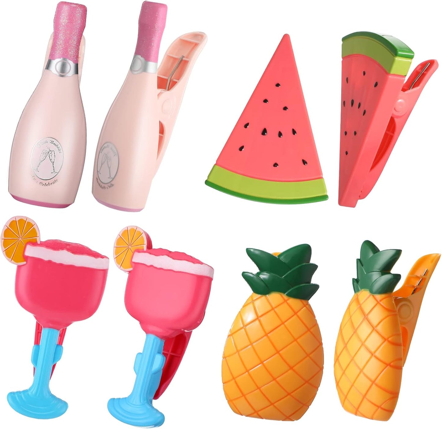 Sieral 8 Pcs Beach Towel Clips Beach Chair Pool Clips for Chairs Plastic Windproof Holder Funny Decorative Clothespins for Patio Accessories Summer, 4 Styles(Cute Style)