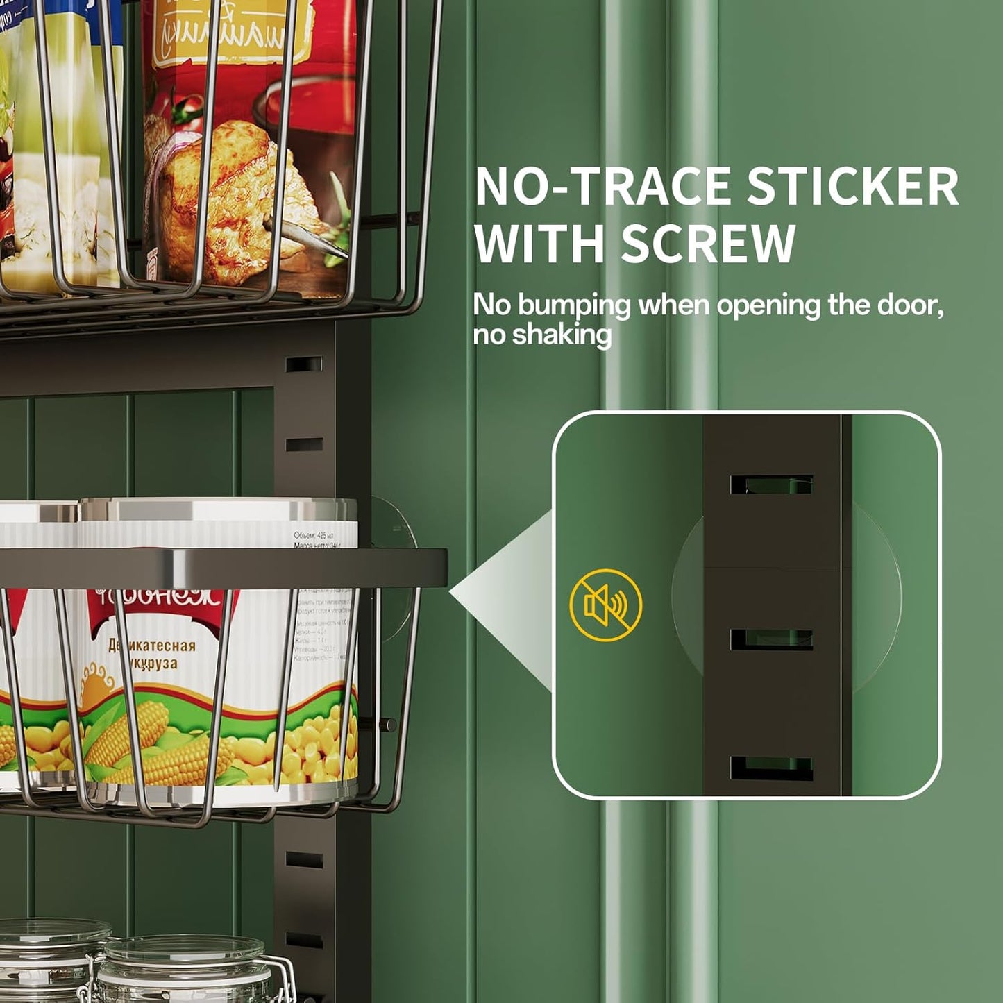 Over The Door Organizer，8-Tier Over The Door Pantry Organizer with Adjustable Baskets，Metal Hanging Pantry Organizers and Storage for Kitchen, Back of Door Seasoning Rack (Black)