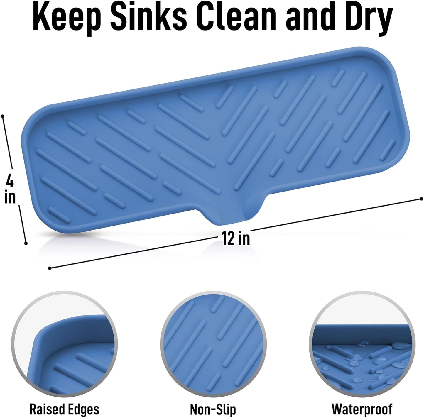 Zulay Large Silicone Sponge Holder (12x4) – Flexible Sink Organizer Tray for Kitchen & Bathroom – Multipurpose Soap Dish for Sponges, Makeup, Trinkets & More (Provence Blue)