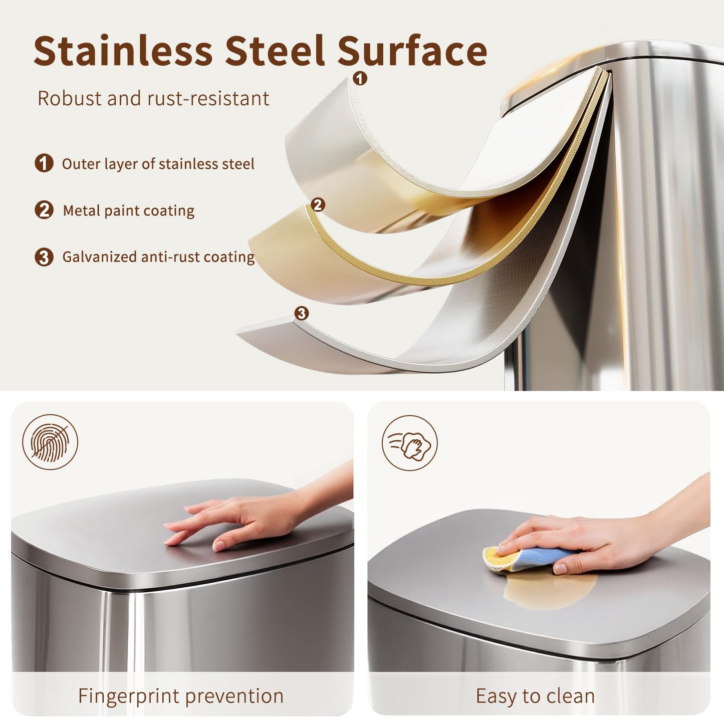 PayLessHere | 13G Trash Can with Lid | Steel | Removable Inner Bucket