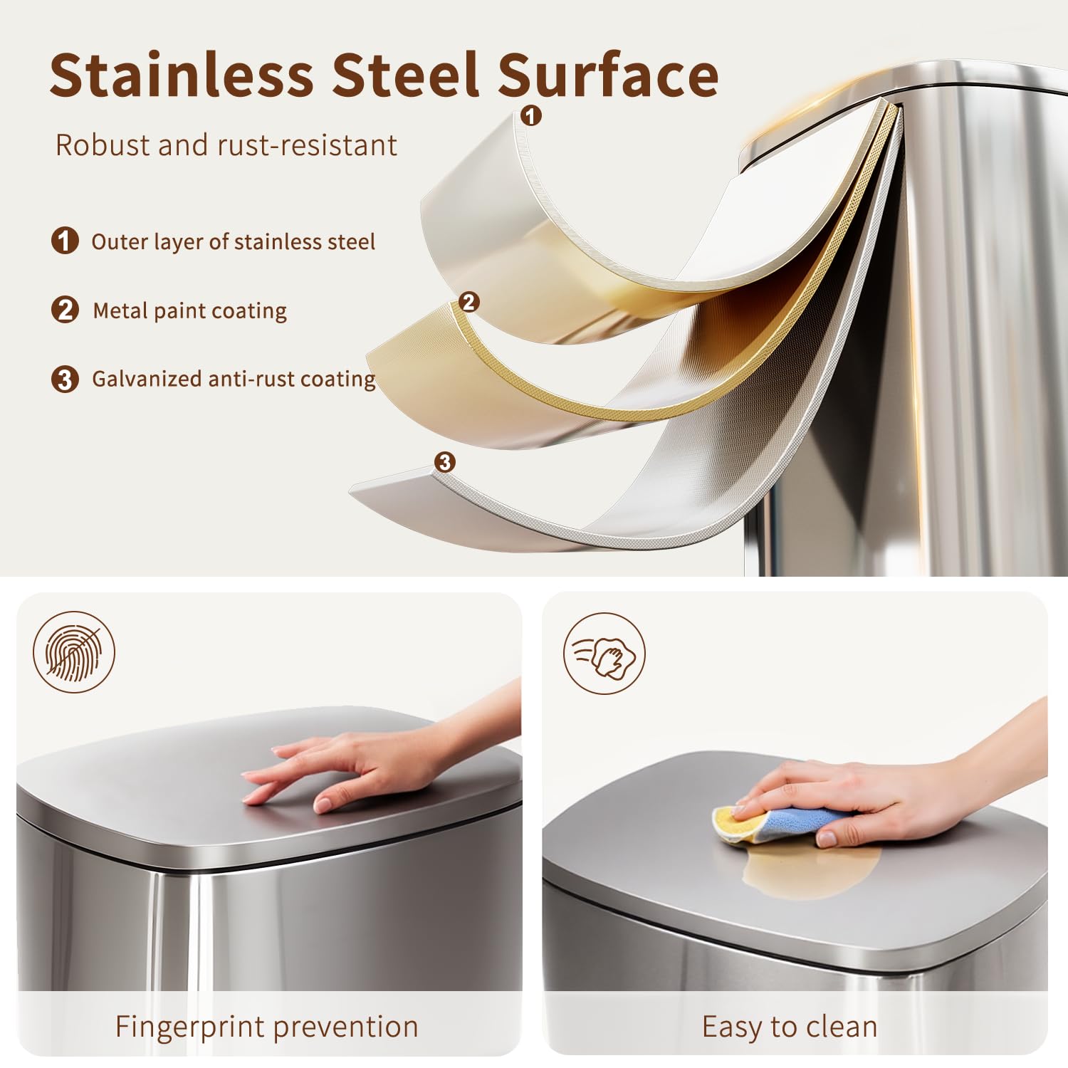 PayLessHere | 13G Trash Can with Lid | Steel | Removable Inner Bucket