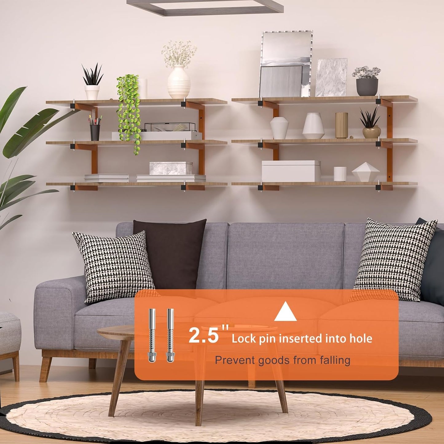 4 PACK Lumber Rack Wall-Mounted Lumber Storage Rack, Heavy Duty Wood Storage Racks With 6-Level System, 1320 LB Sturdy Garage Wood Organizer, Hanging Orange Lumber Metal Racks for Indoor & Outdoor