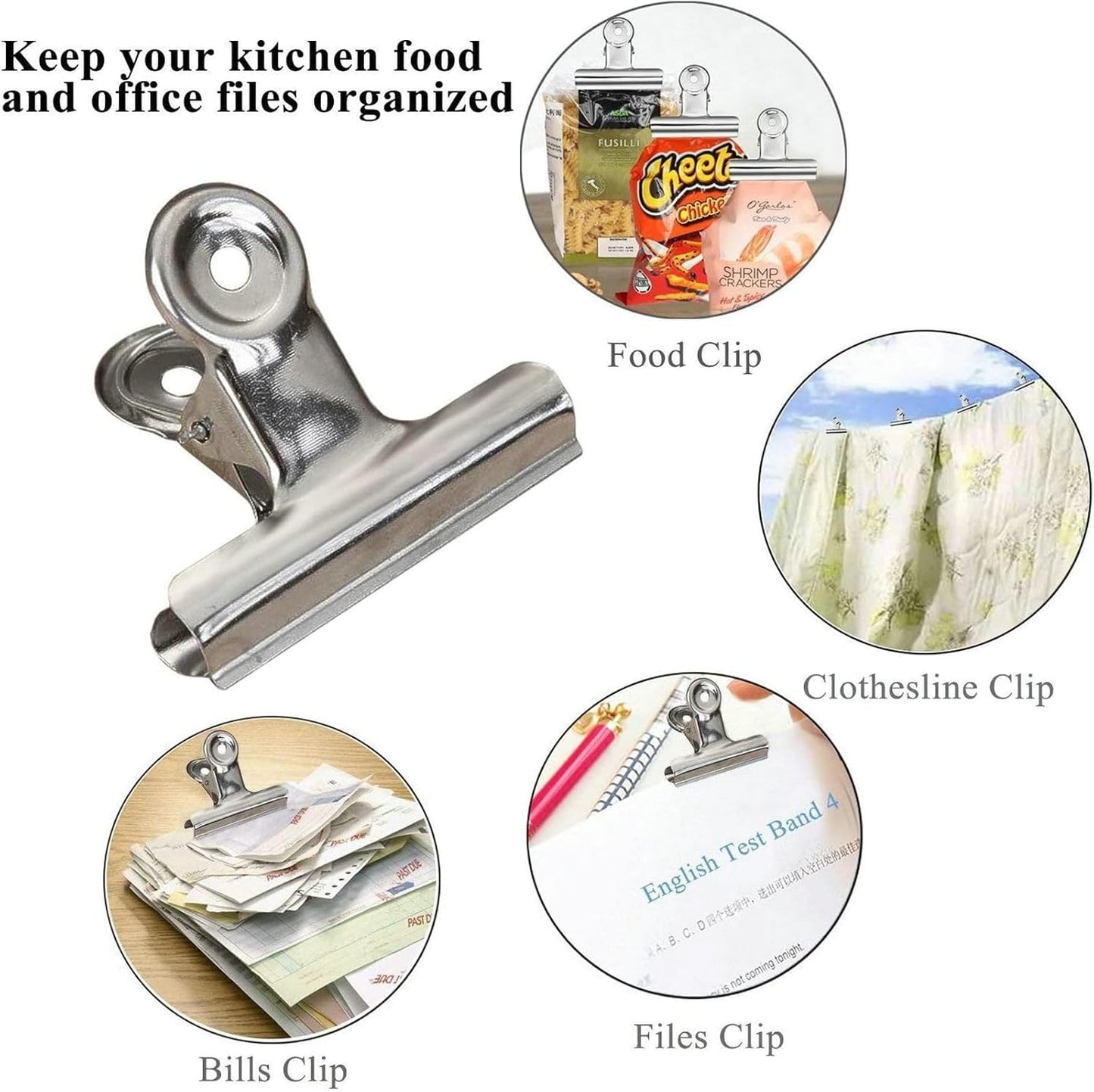 18 Pack Stainless Steel Chip Bag Clips Heavy Duty Food Bags Clamp Clips for Kitchen Office School(2.5In)