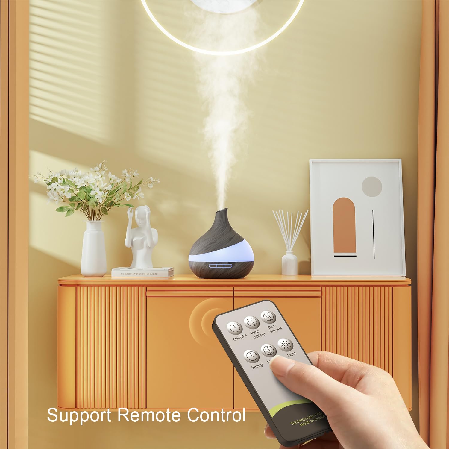 HJTHJT 500ML Essential Oil Diffuser for Home: 14 Color LED Humidifier