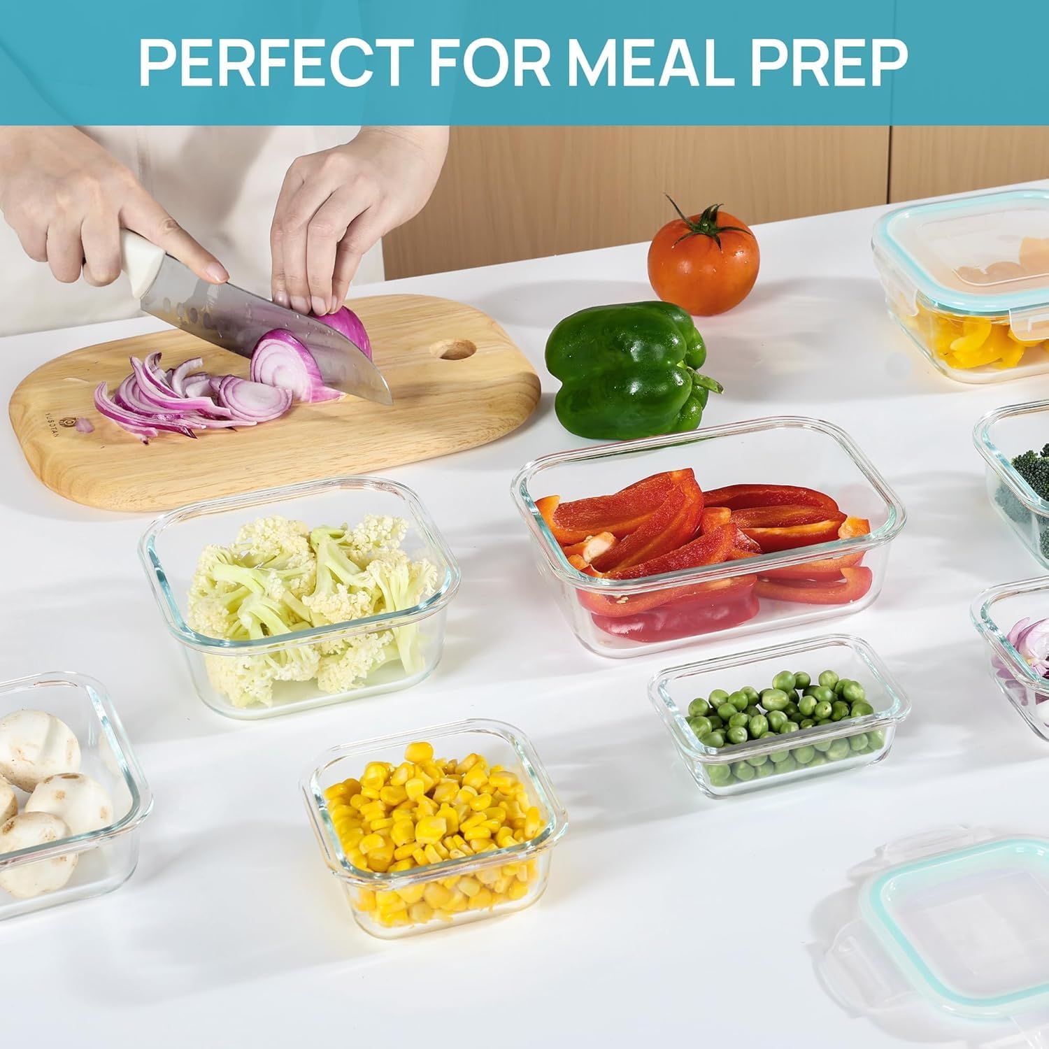 Vtopmart 8 Pack Glass Food Storage Containers with Airtight Lids