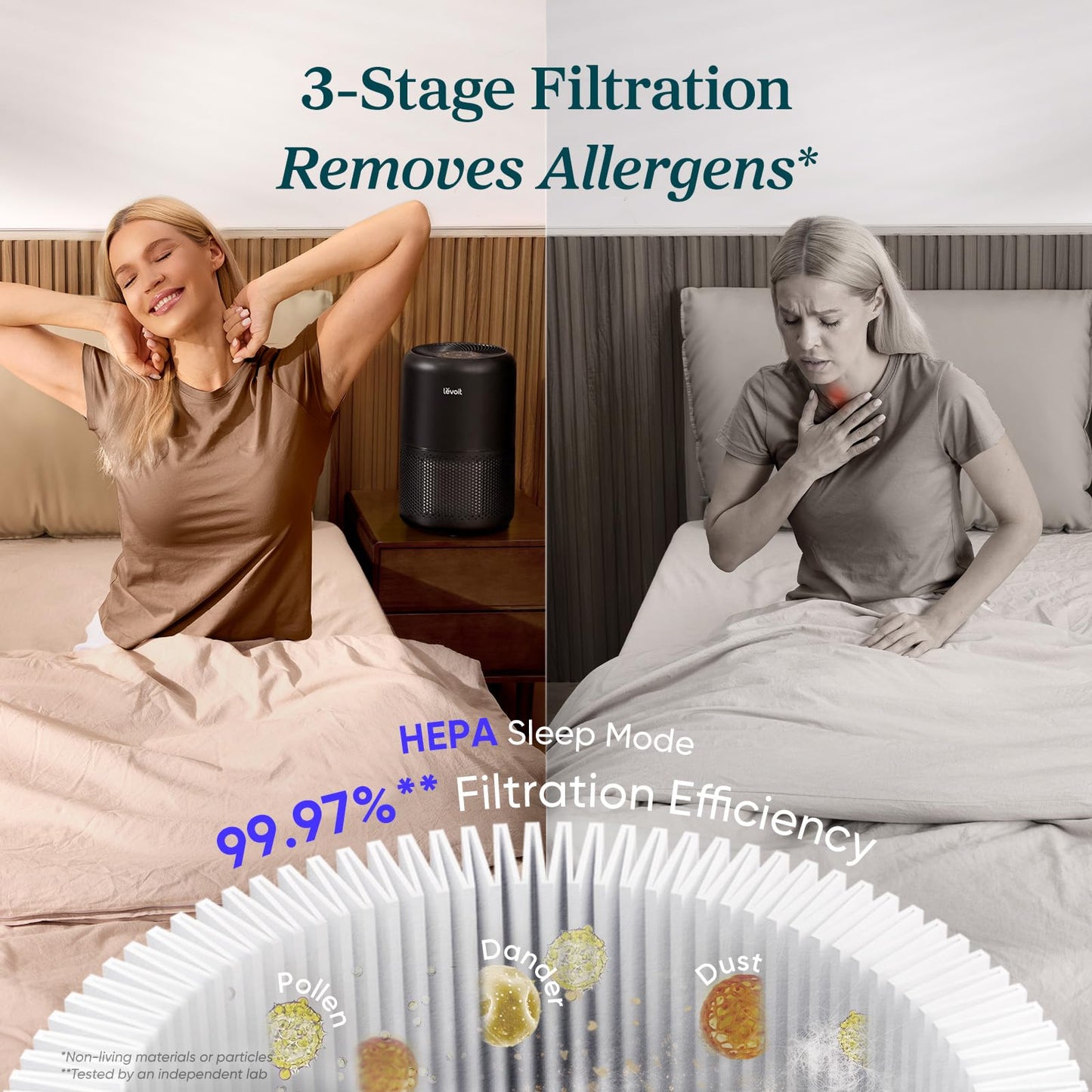 Levoit Air Purifier for Home Pets Hair Allergies in Bedroom Quiet Purifiers