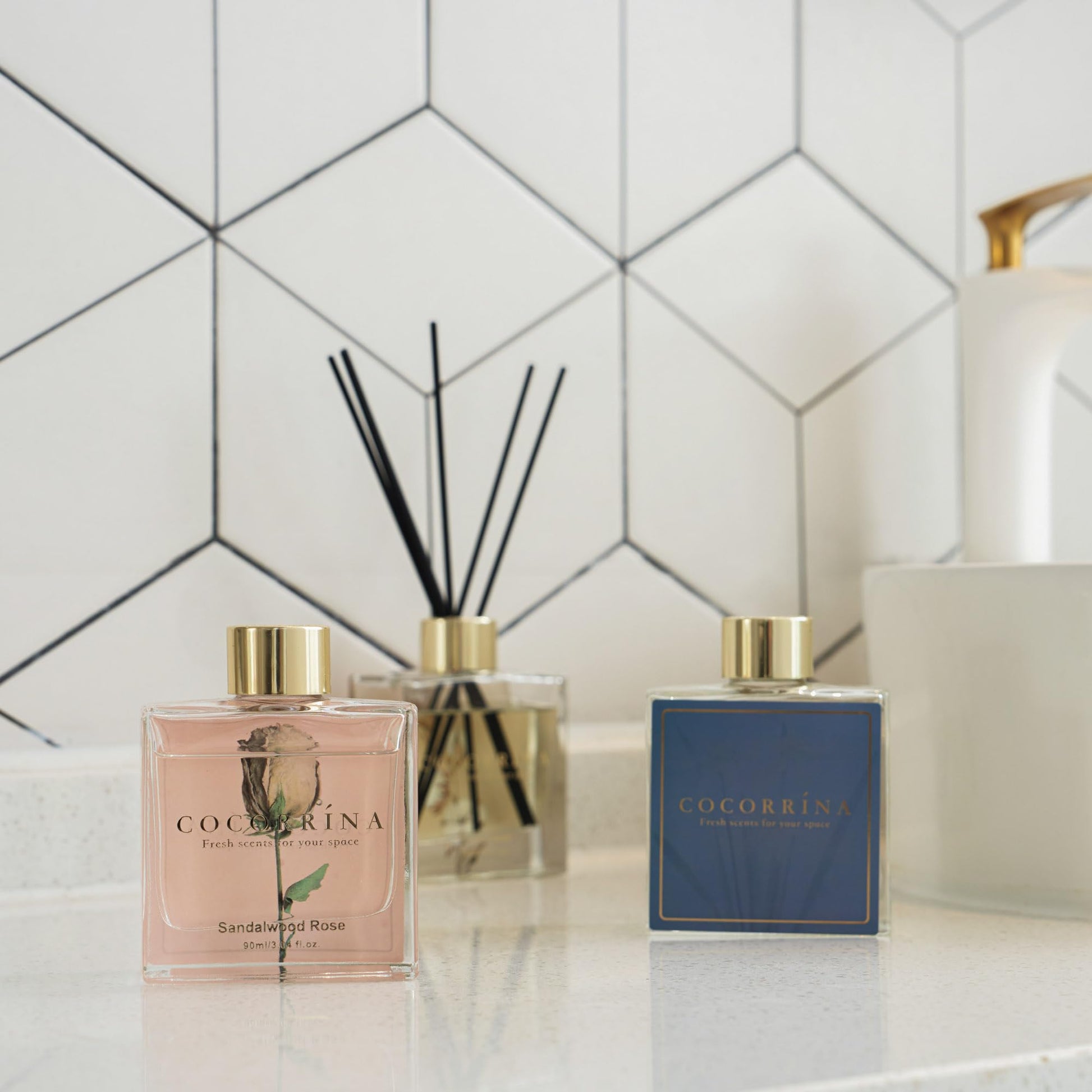 COCORRÍNA Reed Diffuser Set of 3-3 Pack/ 3.04 Fl.oz Diffuser with 24 Sticks Cashmere