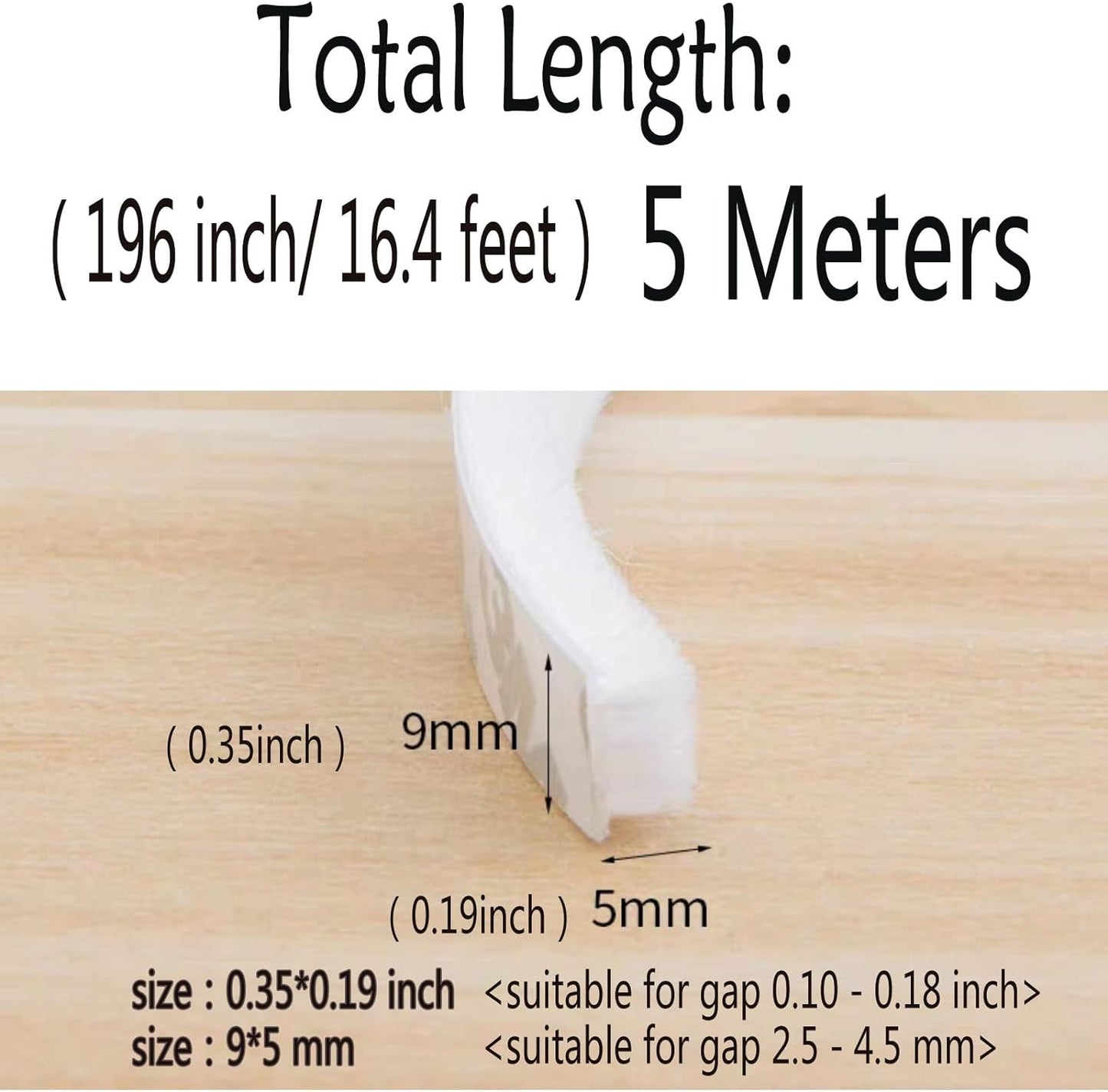 Weather Stripping Brush for Sliding Windows/Doors Frame Side,Pile Self Adhesive Weatherstrip Seal Strip Sealer Draft Stoppers (16.5ft x11/32 x 3/16 Brush inch, White)