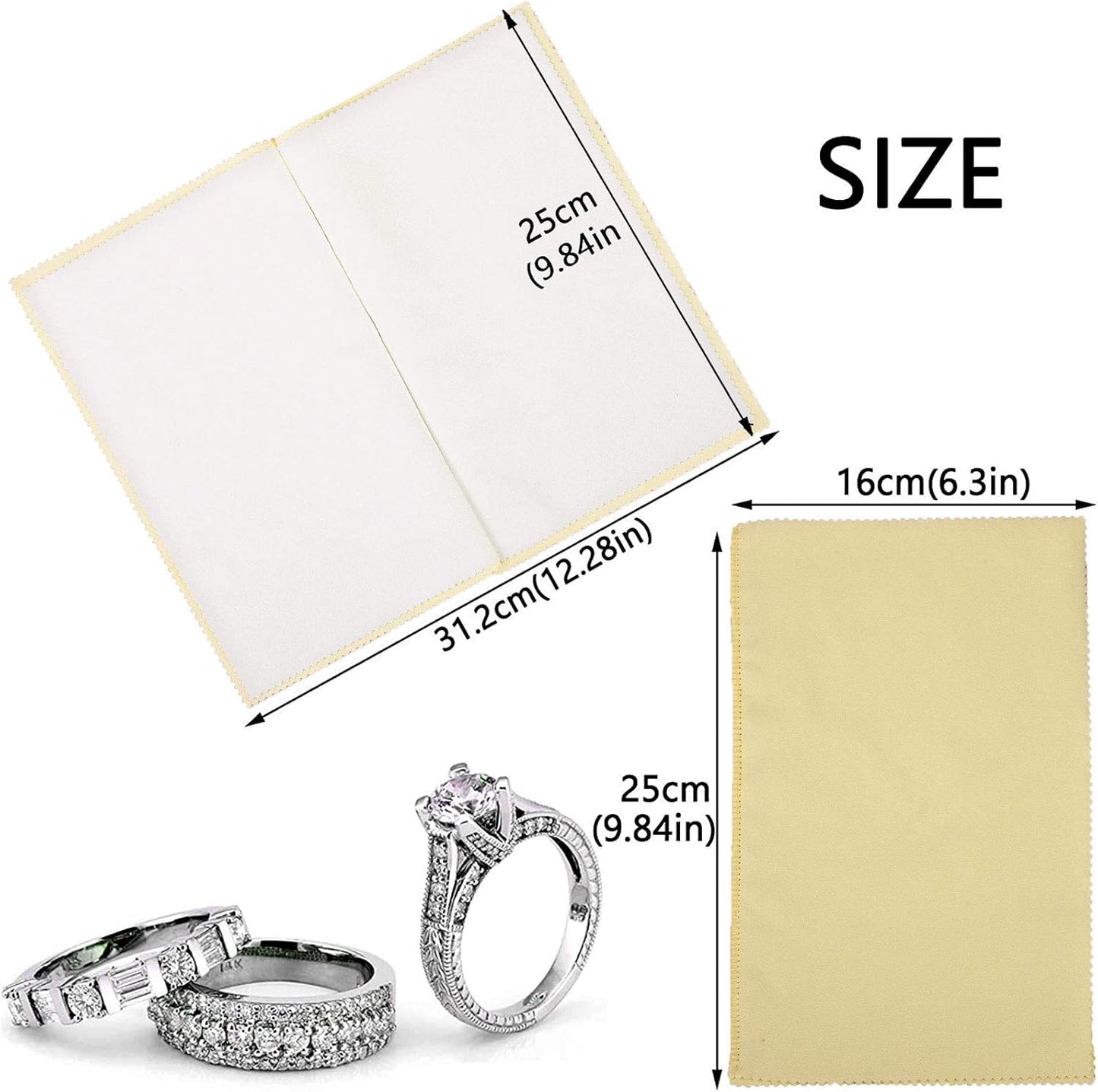SEVENWELL Silver Polishing Cloth, Jewelry Cleaner Cloth for Sterling Silver Jewelry, Gold, Platinum, Silverware, Diamonds, Gemstones, Coins (Yellow)