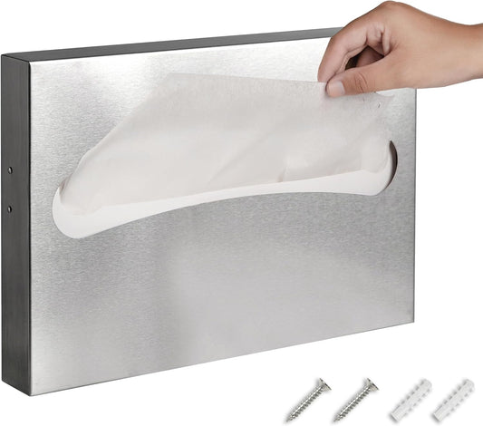 Toilet Seat Cover Dispenser,Commercial Stainless Steel Brushed Toilet Seat Cover Holder for Disposable Toilet Seat Covers Wall Mount for Bathroom Restroom