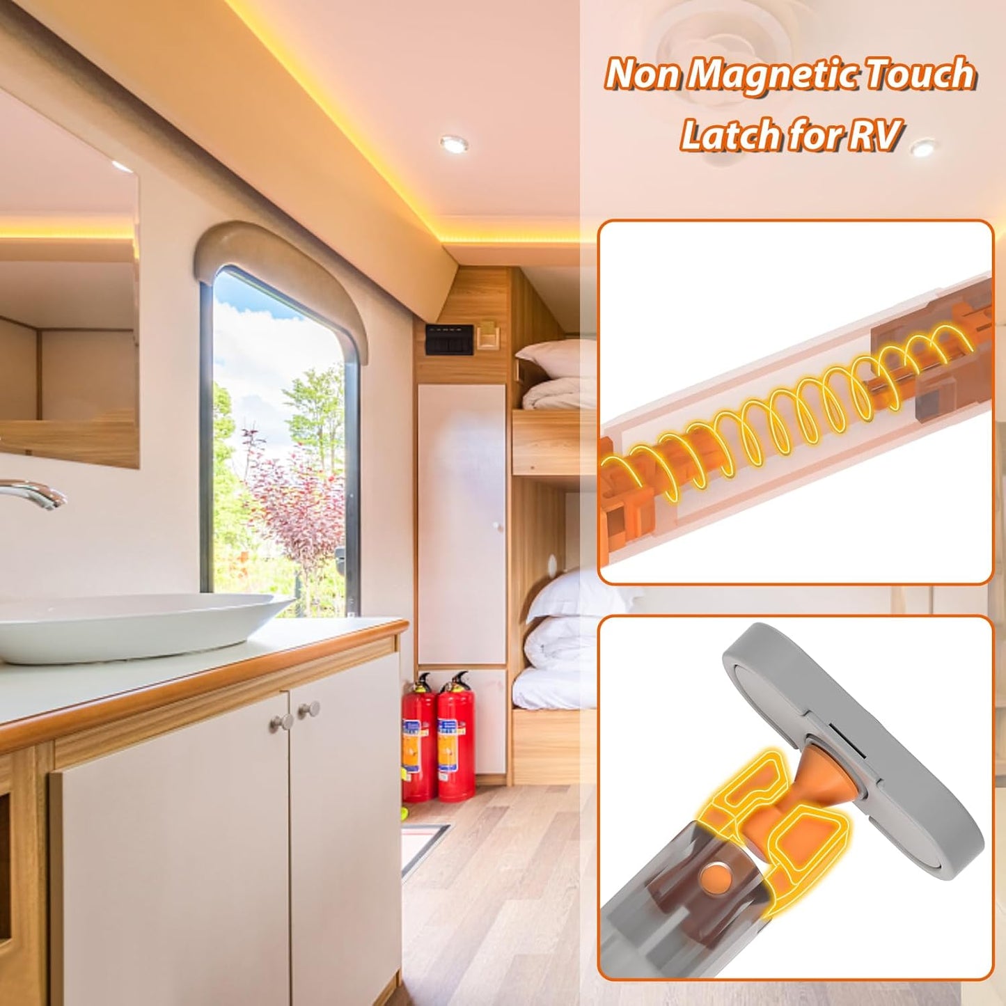 Push to Close Cabinet Latch, Jiayi 10 Pack Push Open Hardware, Cabinet Press Out Latch for Door, Non-Magnetic RV Drawer Closure, Heavy Duty RV Door Catch, Touch Latch for Kitchen