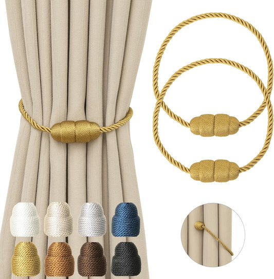 Magnetic Curtain Tiebacks Rope Curtain Tie Backs for Curtains 2 Pack Curtain Holders for Drapes
