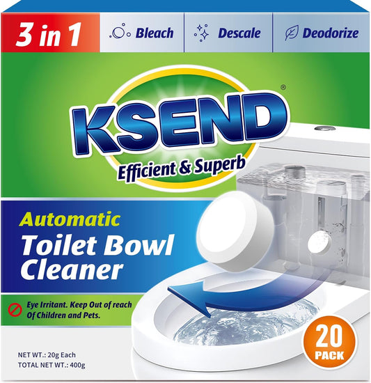 Toilet Bowl Cleaner Tablets - 20 PCS Automatic Bleach Toilet Cleaner Tablets, Slow-Releasing Deodorizing & Descaling, Powerful Bathroom Tank Cleaner