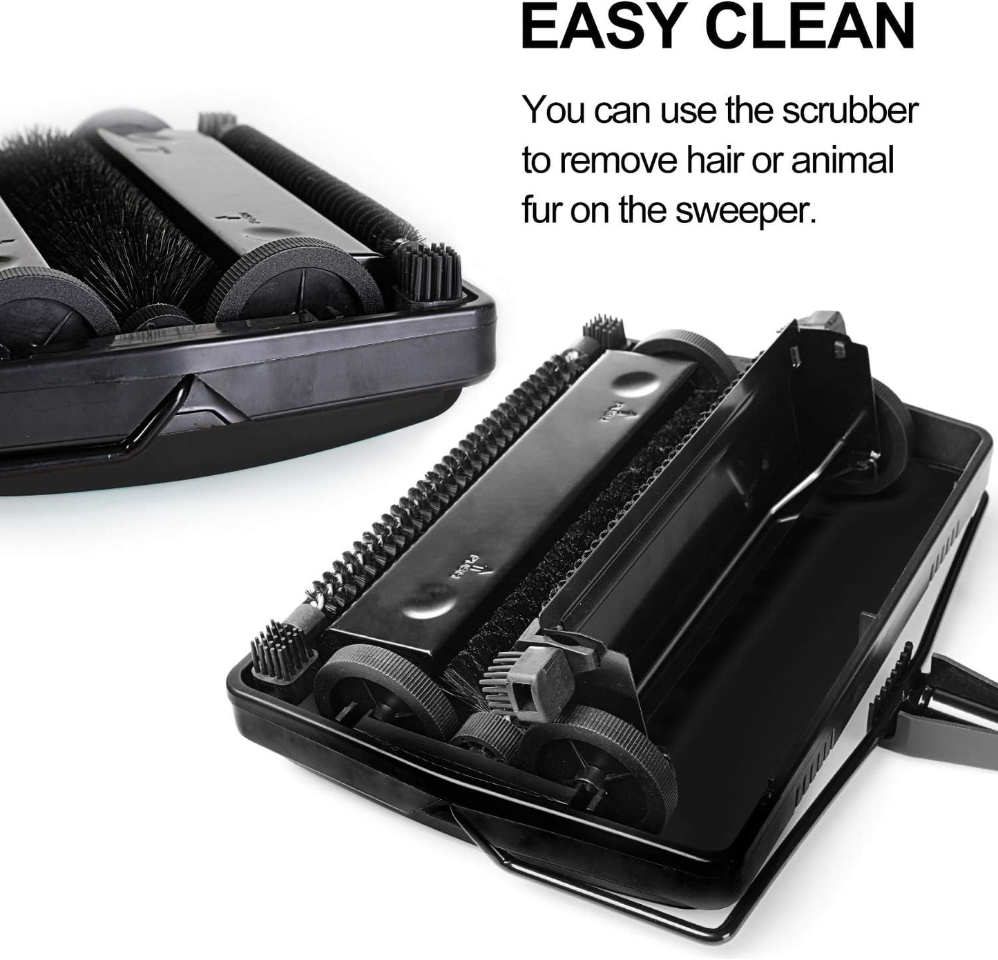 Yocada Carpet Sweeper Cleaner for Home Office Low Carpets Rugs Undercoat Carpets Pet Hair Dust Scraps Paper Small Rubbish Cleaning with a Brush Black