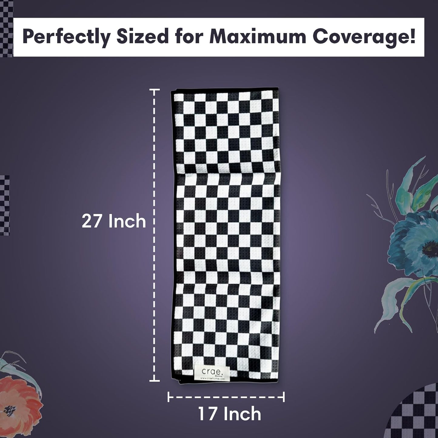 2 Double Sided Microfiber Hand Towels, 17x27 Inches Waffle Design Kitchen Towels Set, Durable & Soft Fast Drying Hand Wash Cloth and Dishcloth Perfect for Everyday (Pia & Fonnie - Black/Pink)