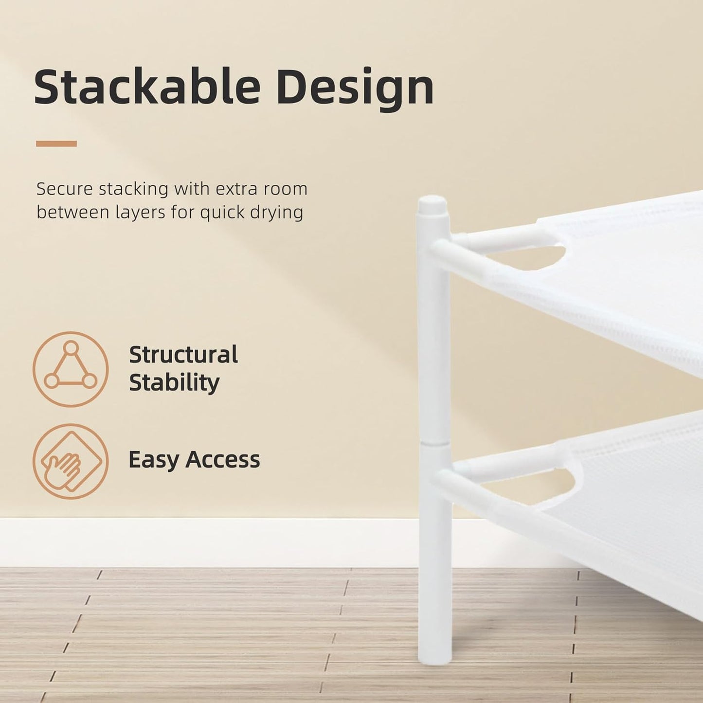 STORAGE MANIAC Sweater Drying Rack, Mesh Clothes Drying Rack, Stackable Laundry Drying Rack, Lay Flat Dryer for Delicates, Portable Dry Rack for Indoor or Outdoor, White, 2-Pack