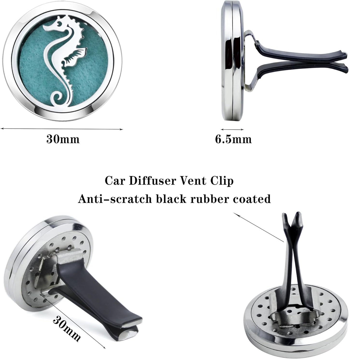 AZNECK Car Essential Oil Diffuser Vent Clip Car Diffuser Vent Clips Hippocampus Air Freshener 10 Felt Pads Car Accessories for Women Gifts