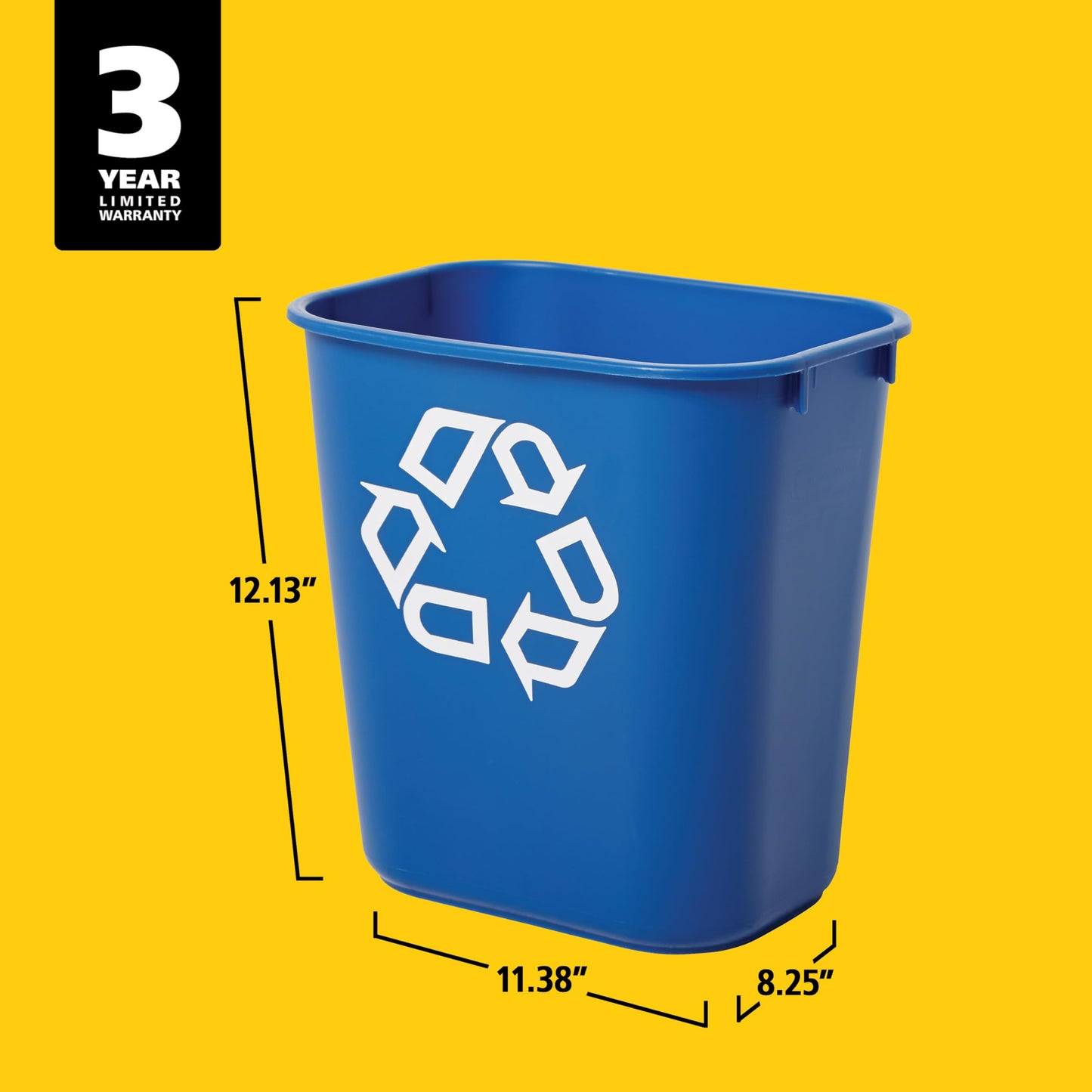 Rubbermaid Commercial Deskside Recycling Container, 3.25-Gallon/13-Quart, Blue Recycling Symbol